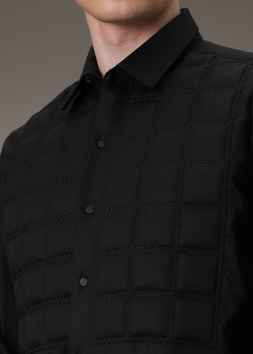 Black Padded Check Shirt