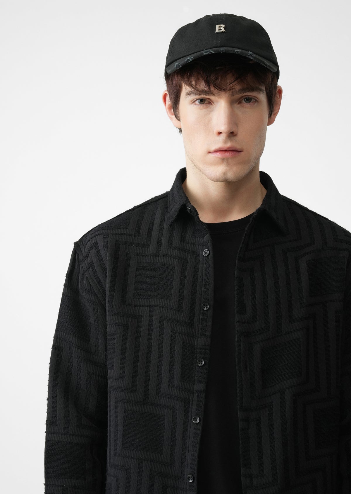 Black Patterned Regular Fit Shirt