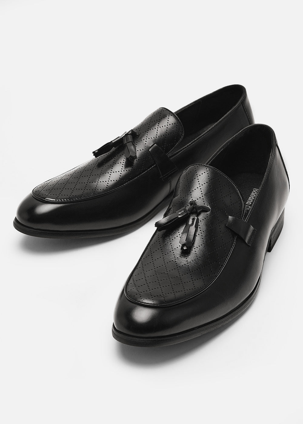Black Perforated Tassel Loafers