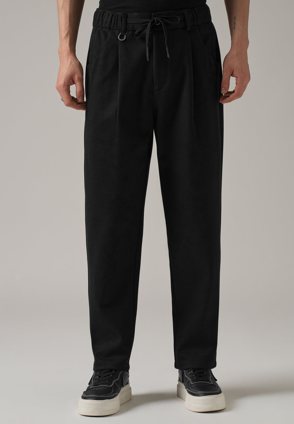 Black Pin Stripe Suede Pant