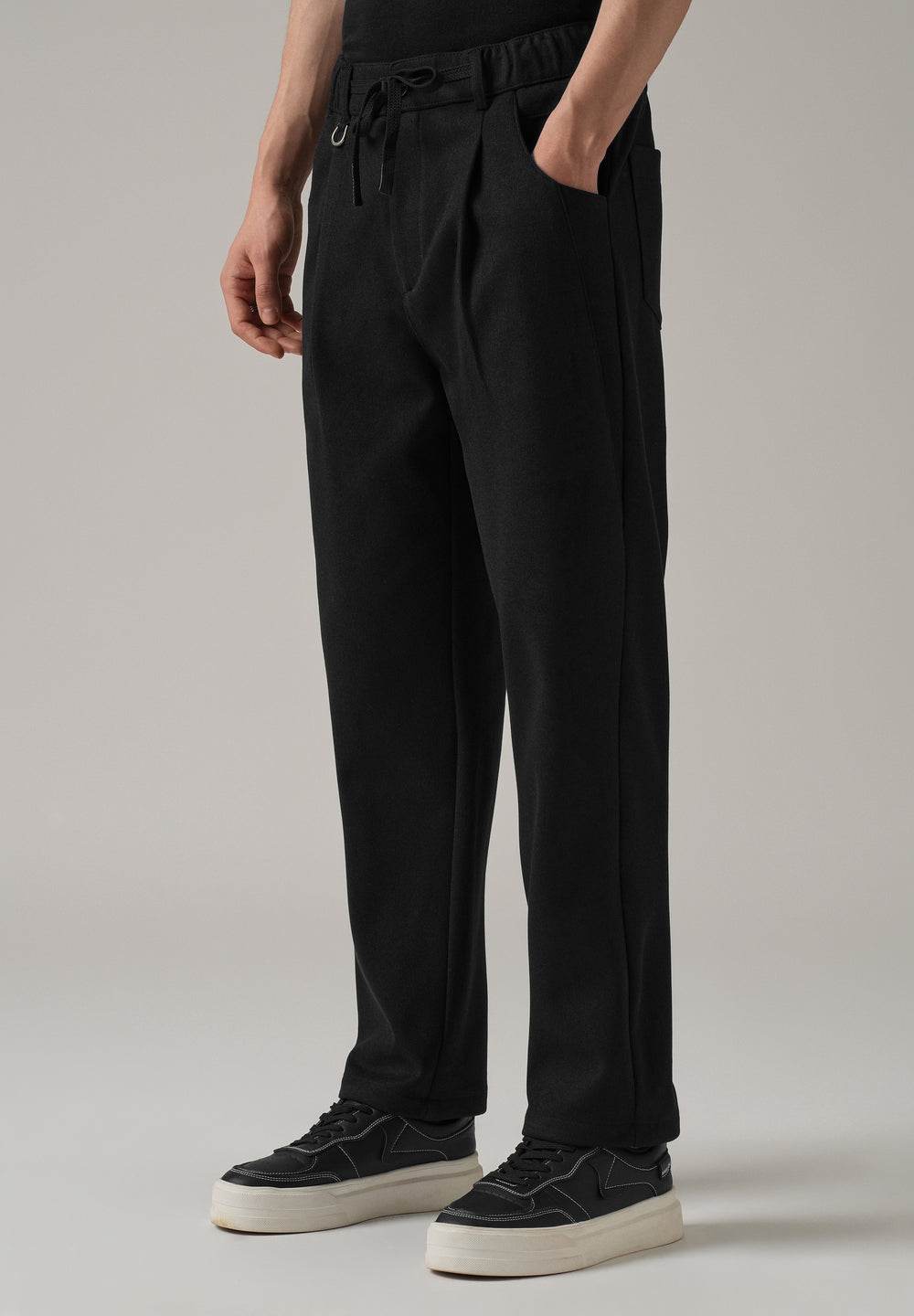 Black Pin Stripe Suede Pant