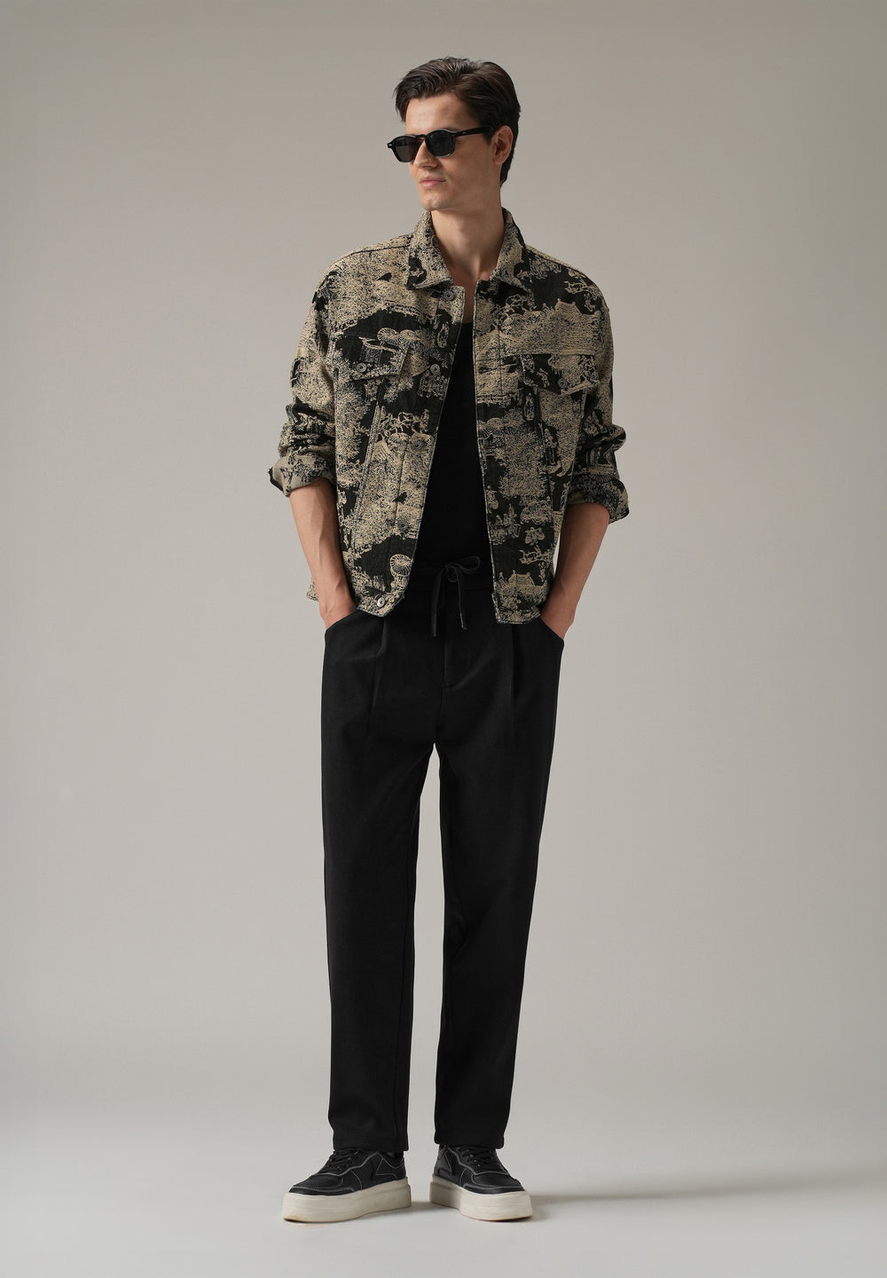 Black Pin Stripe Suede Pant