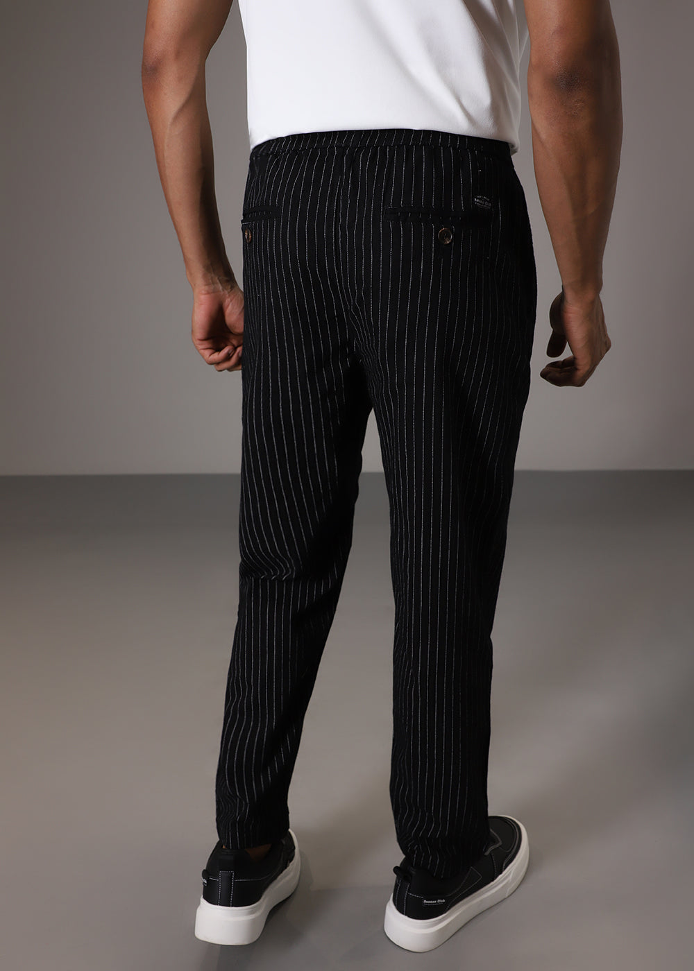 Black Pin Striped Linen Pant