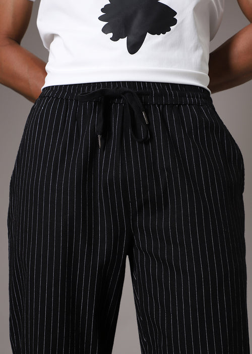 Black Pin Cotton Linen Pant