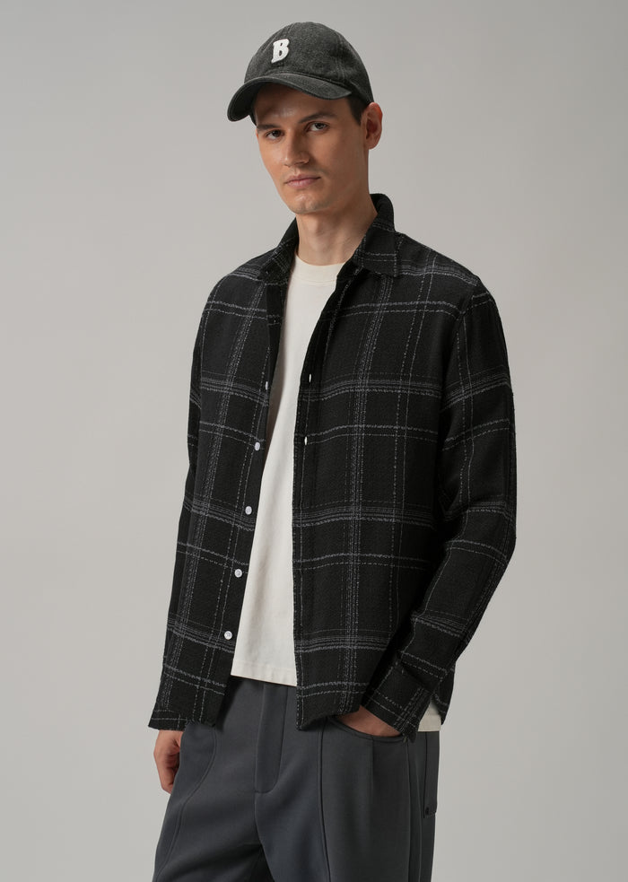 QUILTING CHECK SHIRT / BLK