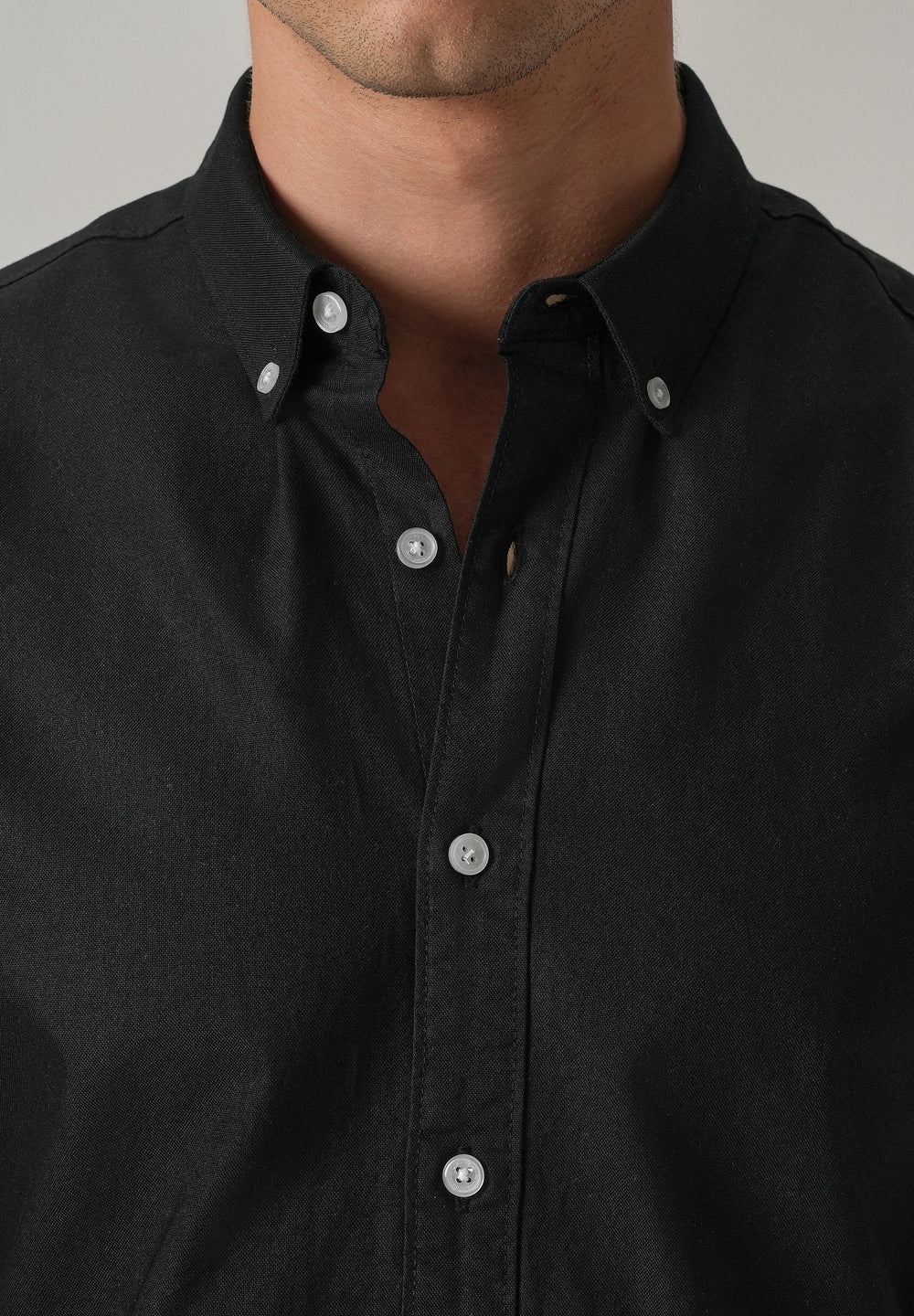 Black Plain Elbow Patch Oxford Shirt