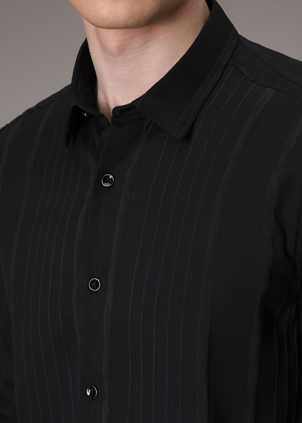 Black Pleat Designer Shirt