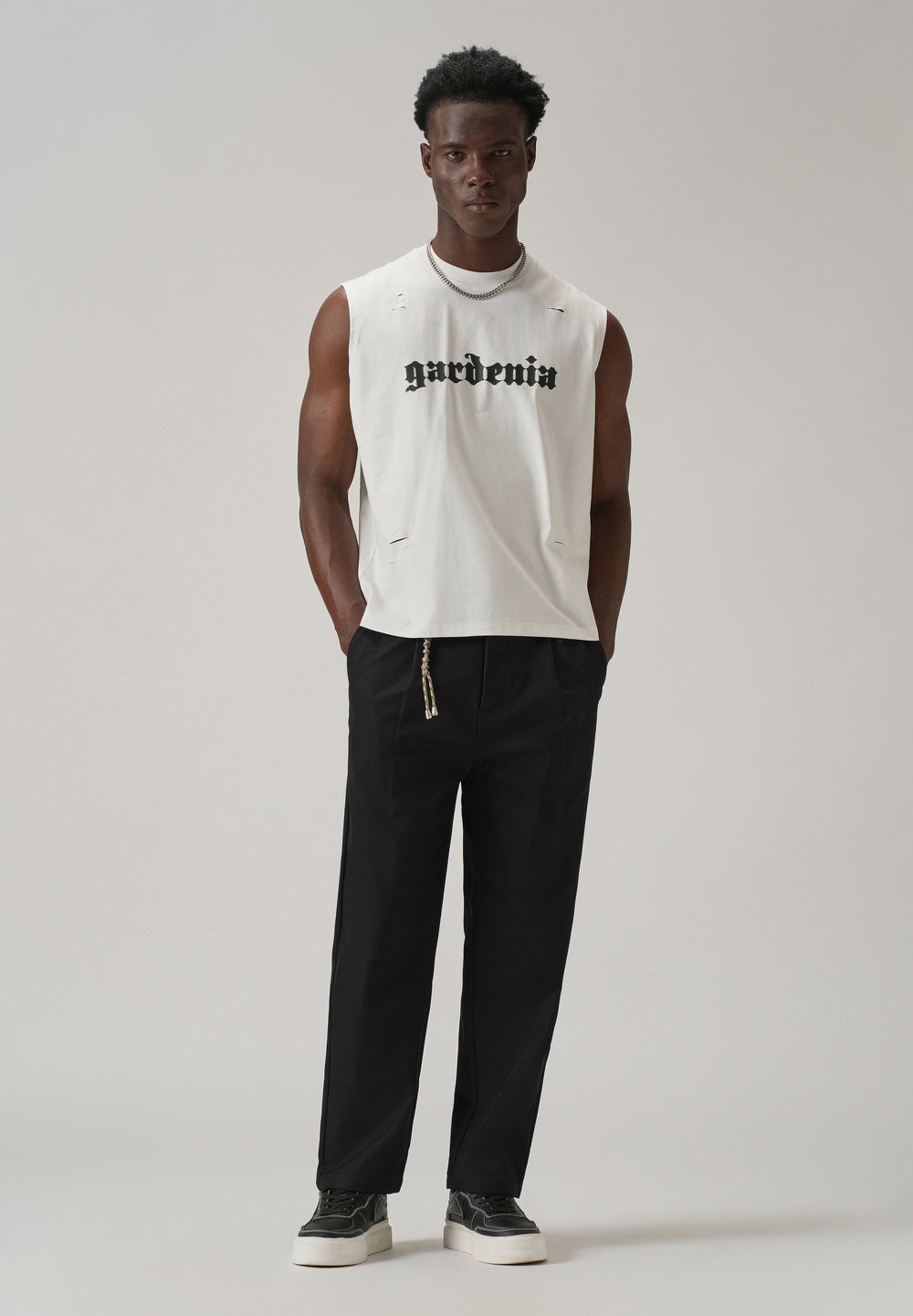 Black Pleated Drawstring Pant