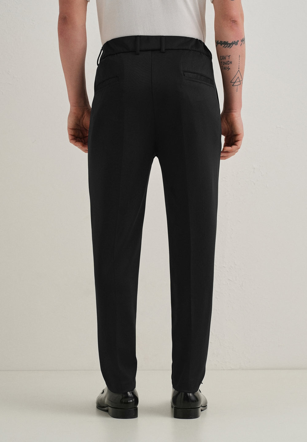 Black Pleated Relaxed Fit Trousers
