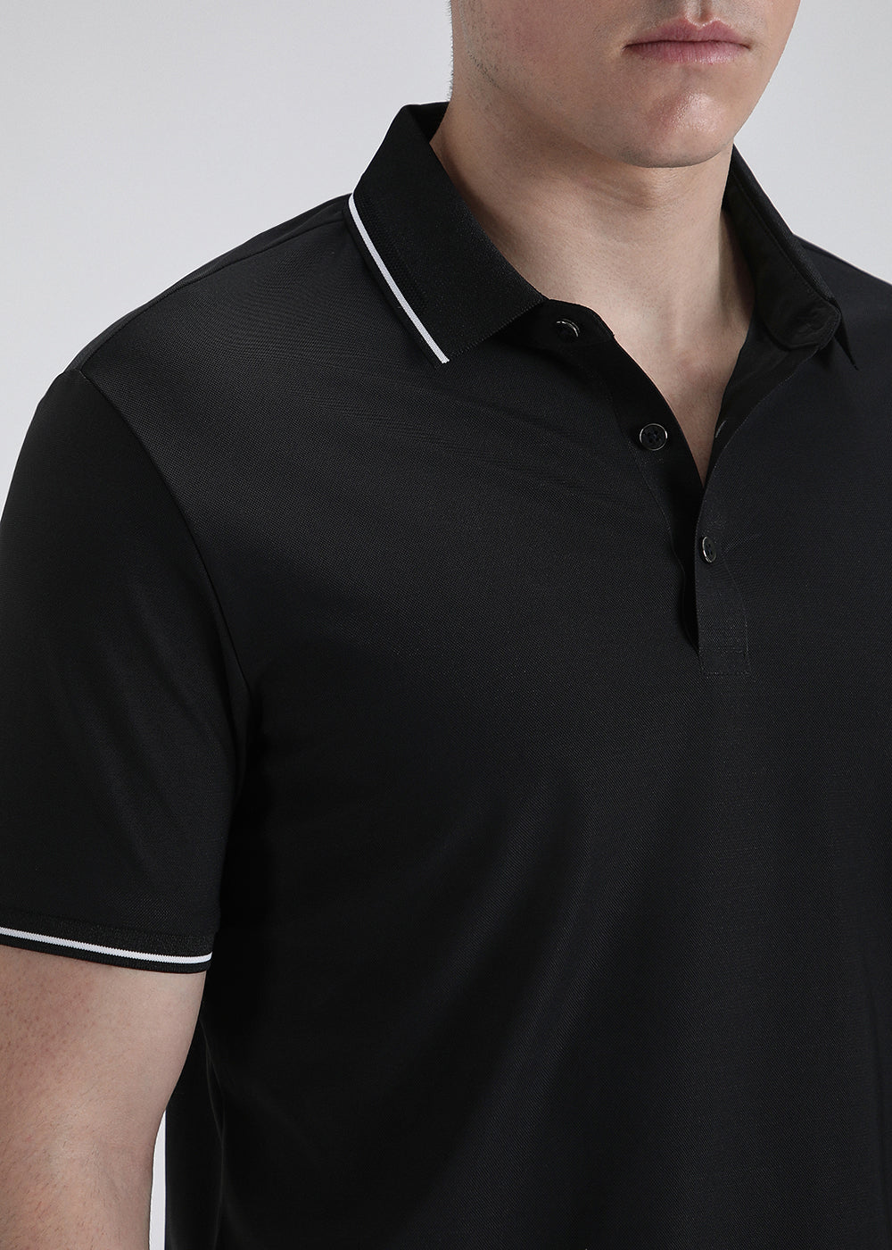 Soft Black Stitchless Polo T-shirt