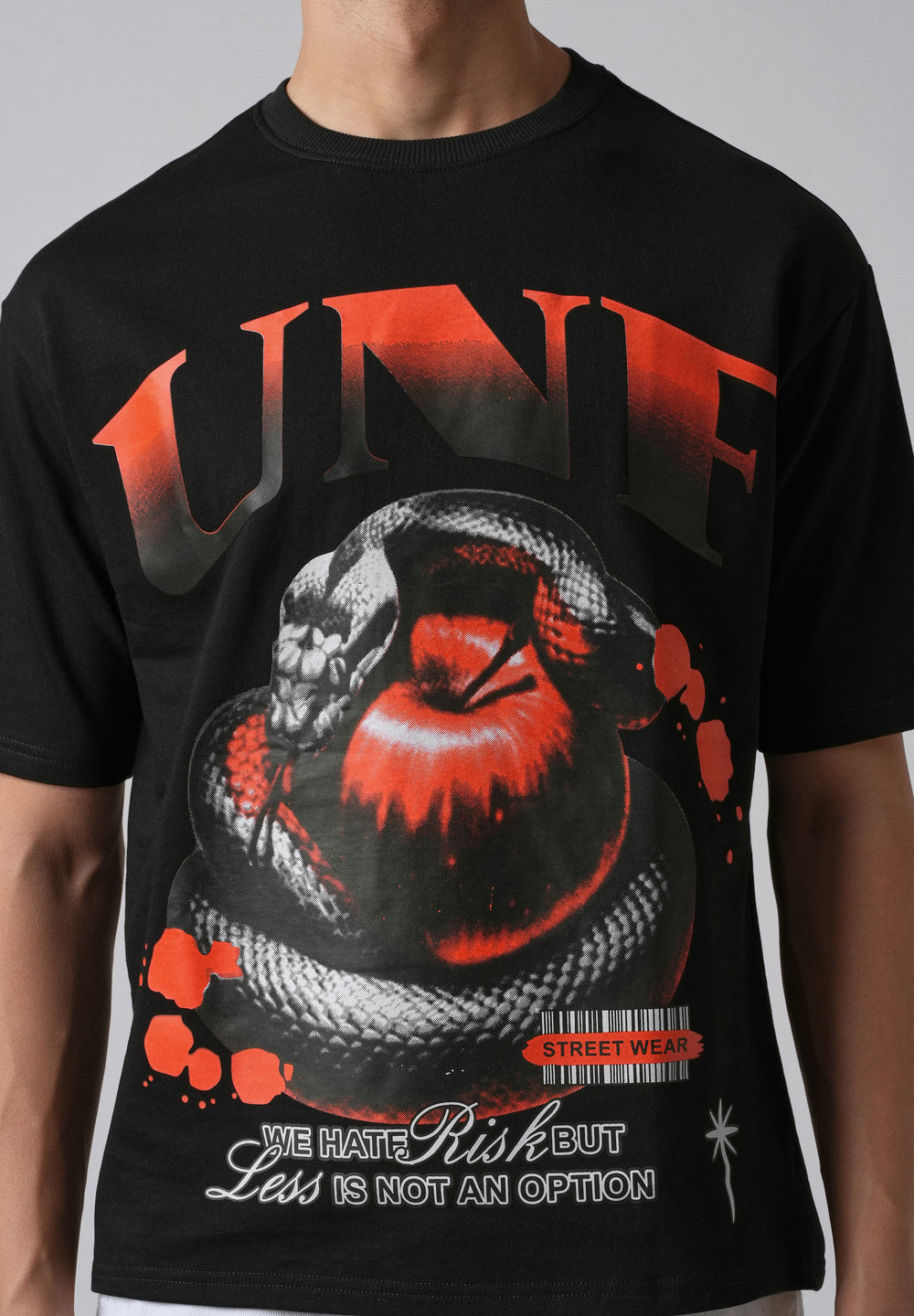 Black Print Relaxed Fit T- shirt