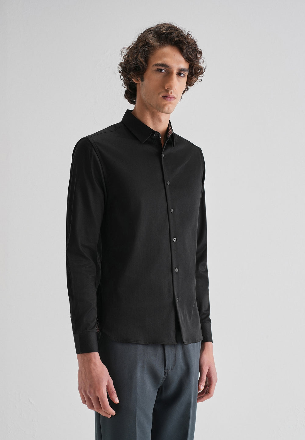 Black Printed Cuff Shirt