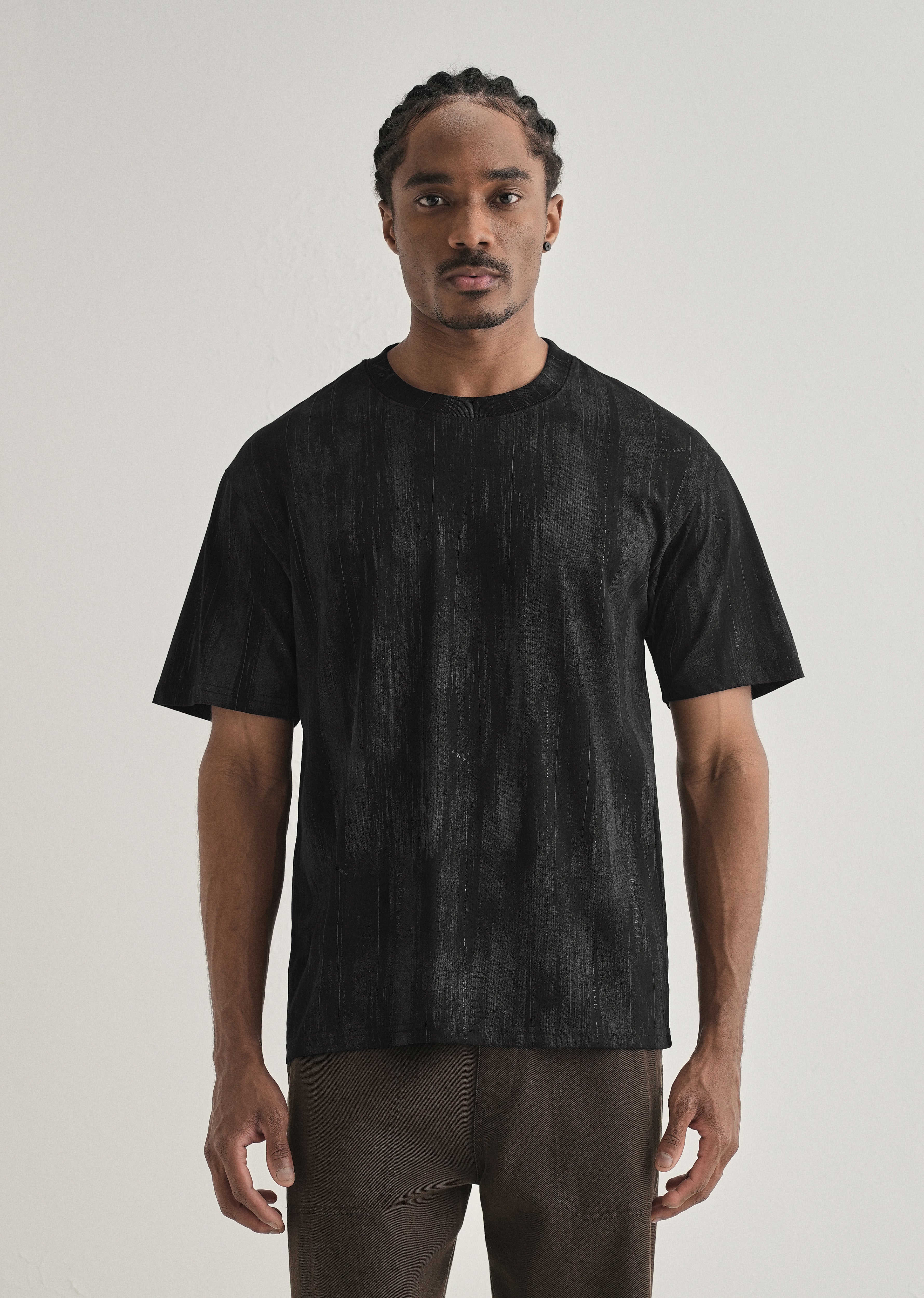 Ink Black Printed Oversized T-shirt