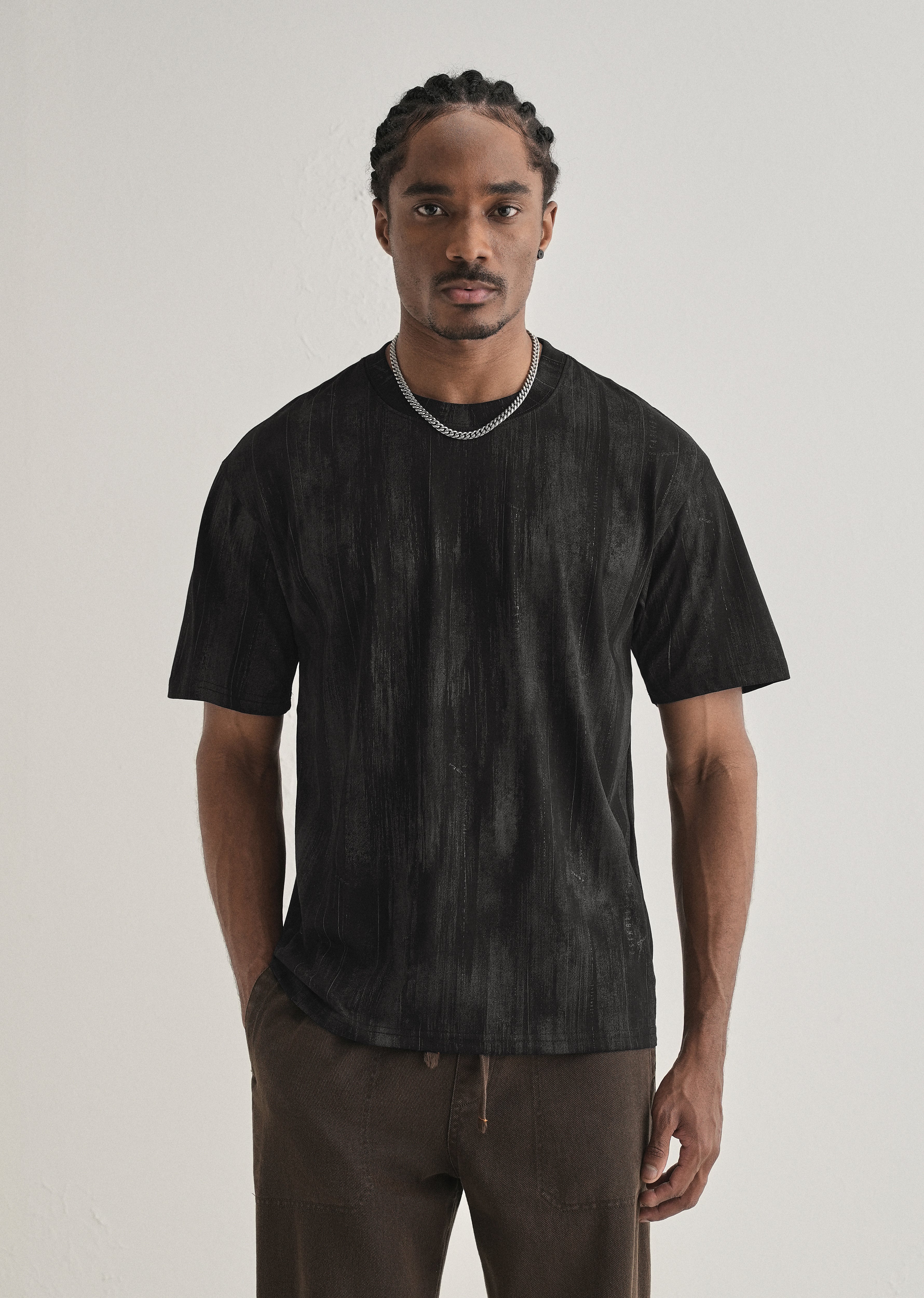 Ink Black Printed Oversized T-shirt