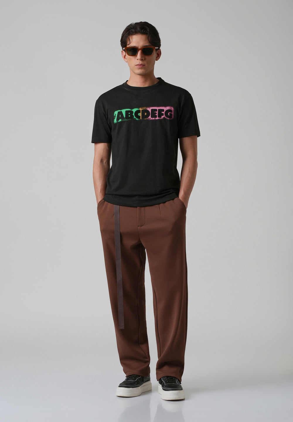 Black Embossed Printed Slim Fit T-shirt