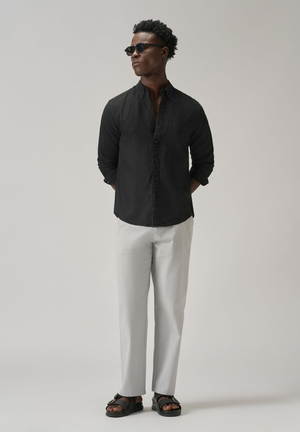 100% Pure Black Linen Shirt
