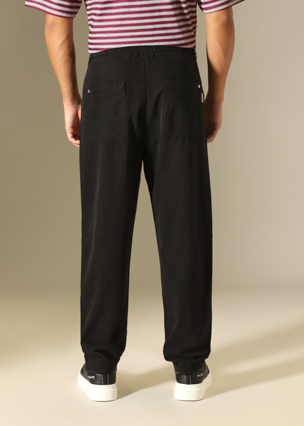 Black Striped Relaxed Fit Trouser