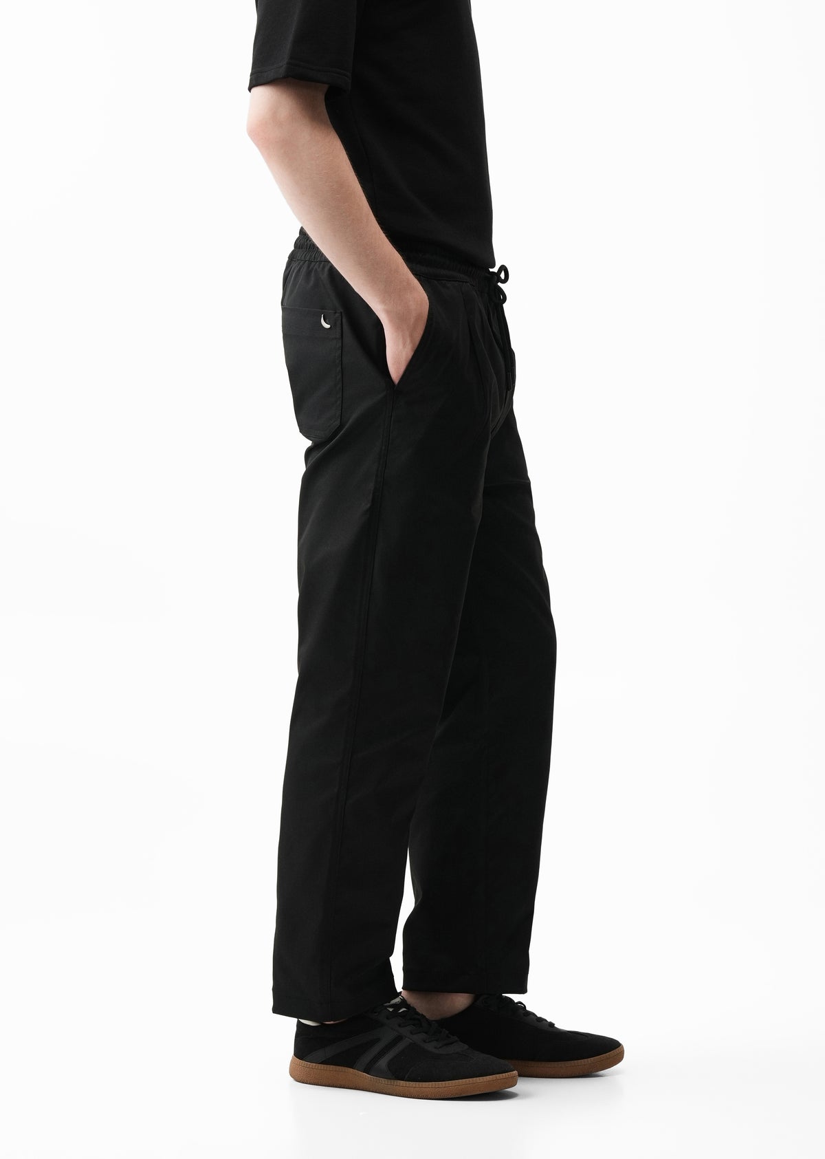Black Relaxed Drawstring Trousers