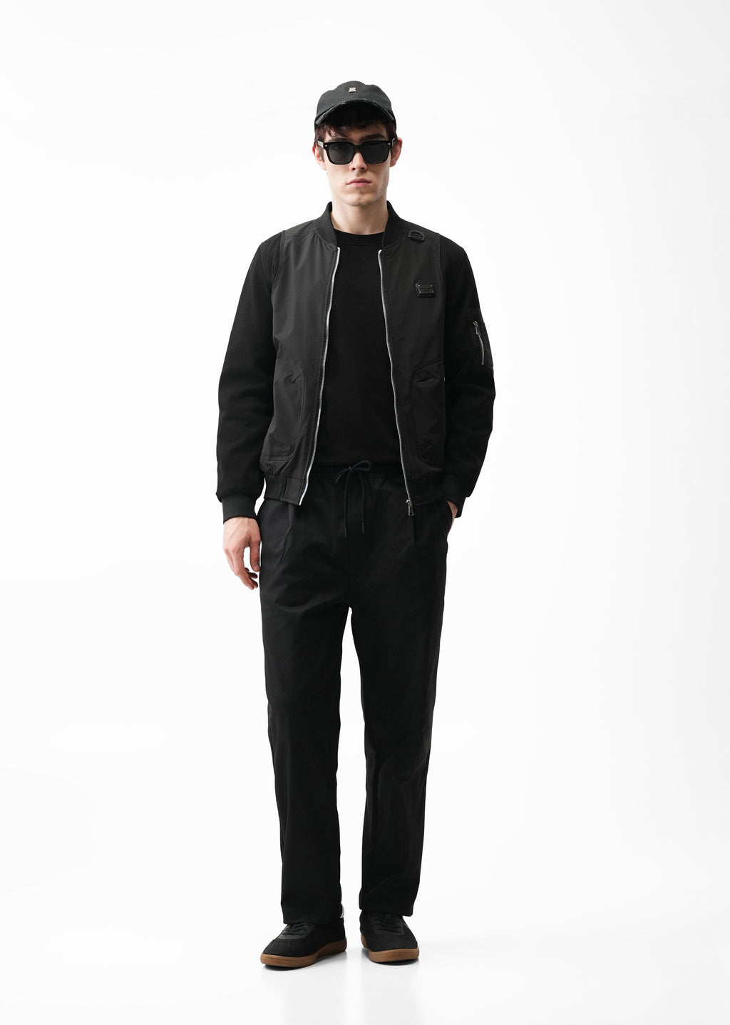 Black Relaxed Drawstring Trousers