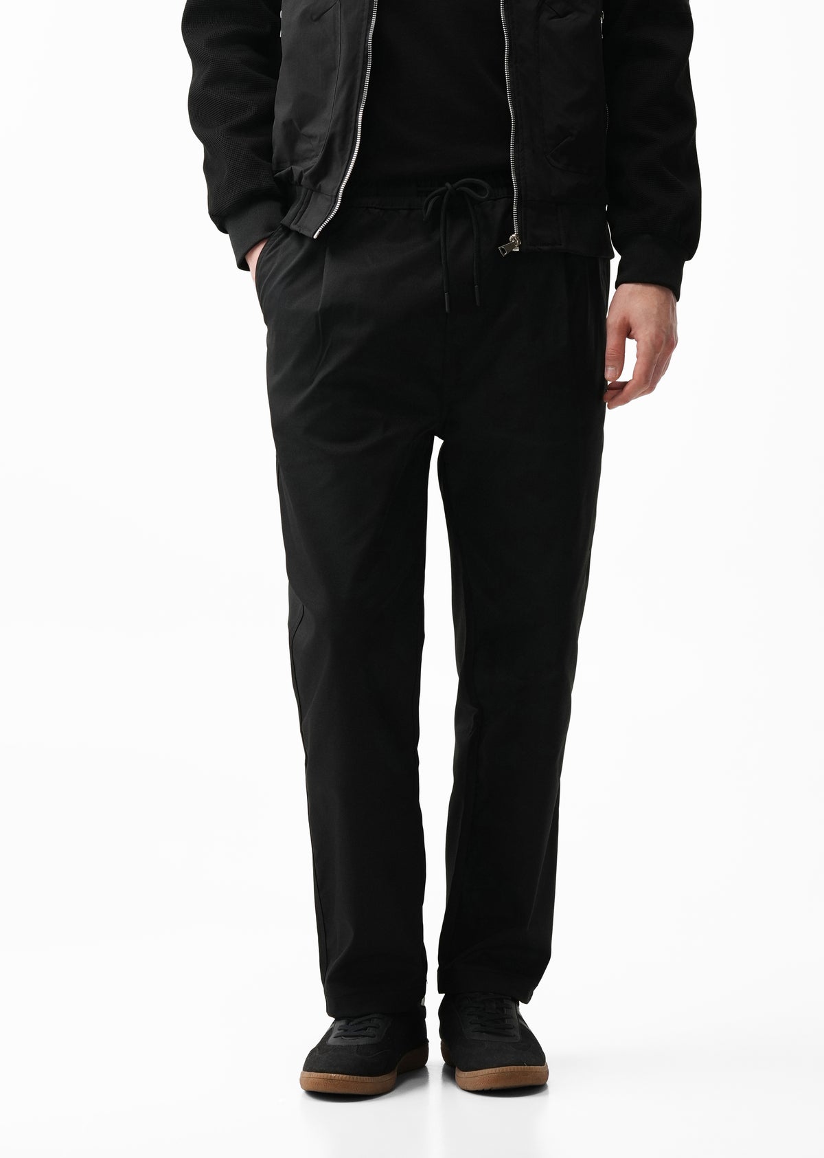Black Relaxed Drawstring Trousers