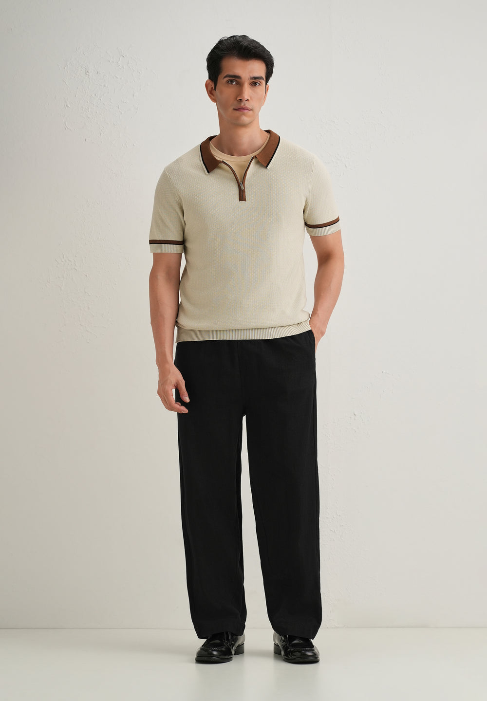 Black Relaxed Fit Cotton Trouser