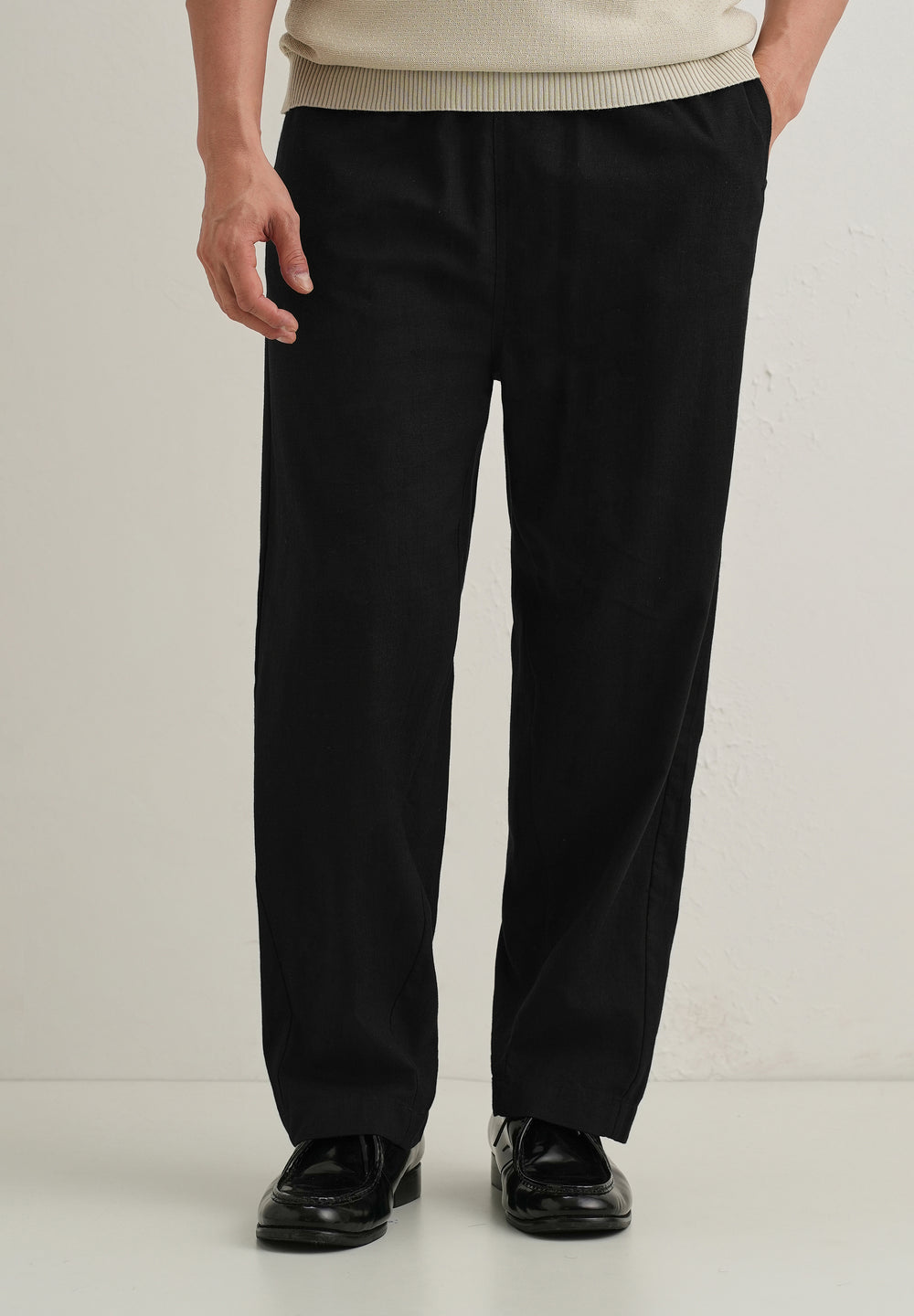 Black Relaxed Fit Cotton Trouser