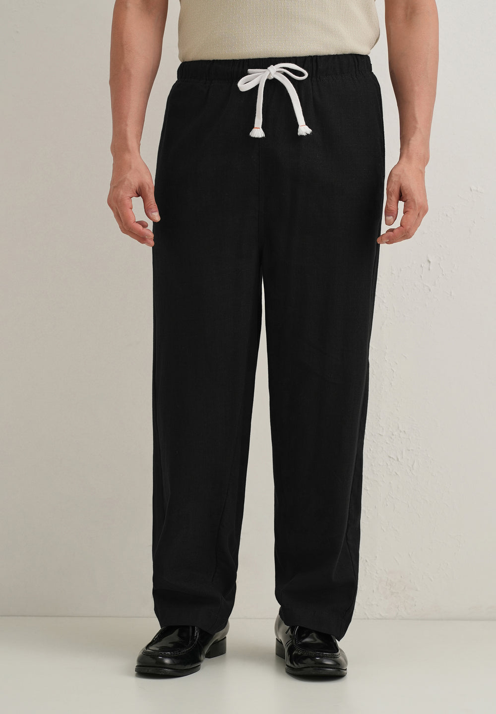 Black Relaxed Fit Cotton Trouser