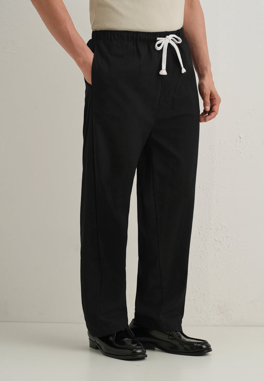 Black Relaxed Fit Cotton Trouser