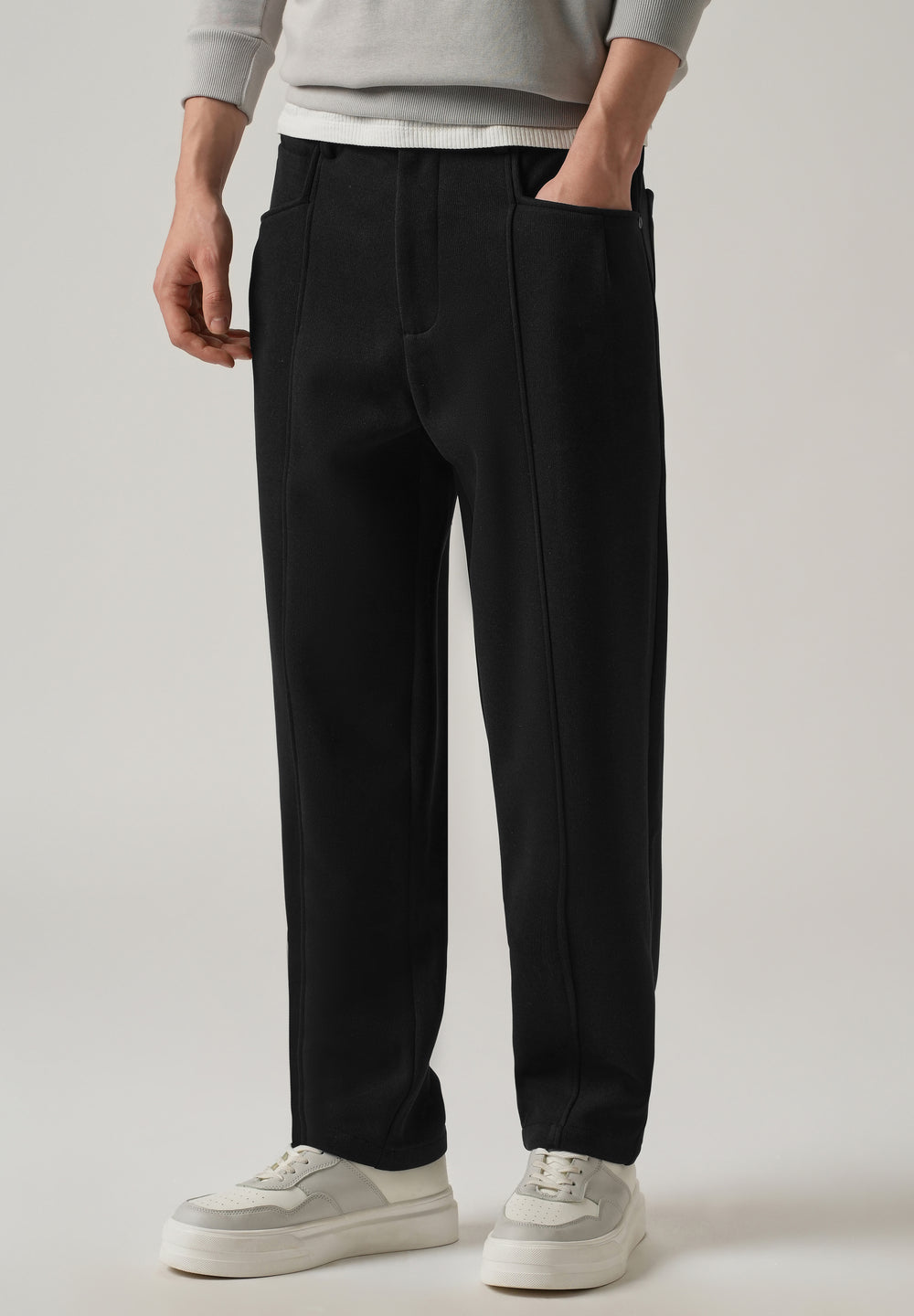 Black Corduroy Relaxed Fit Drawstring Pant