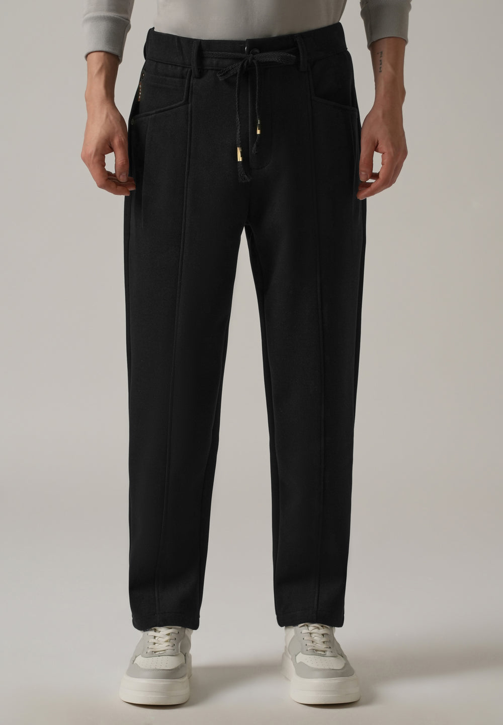 Black Corduroy Relaxed Fit Drawstring Pant