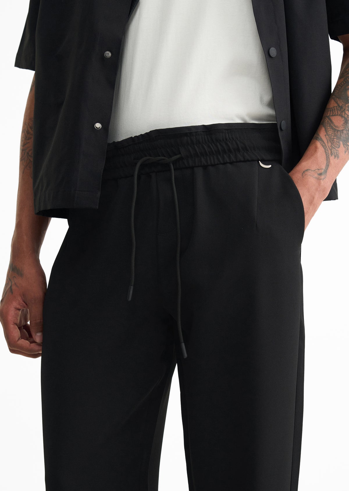 Black Relaxed Fit Drawstring Pant