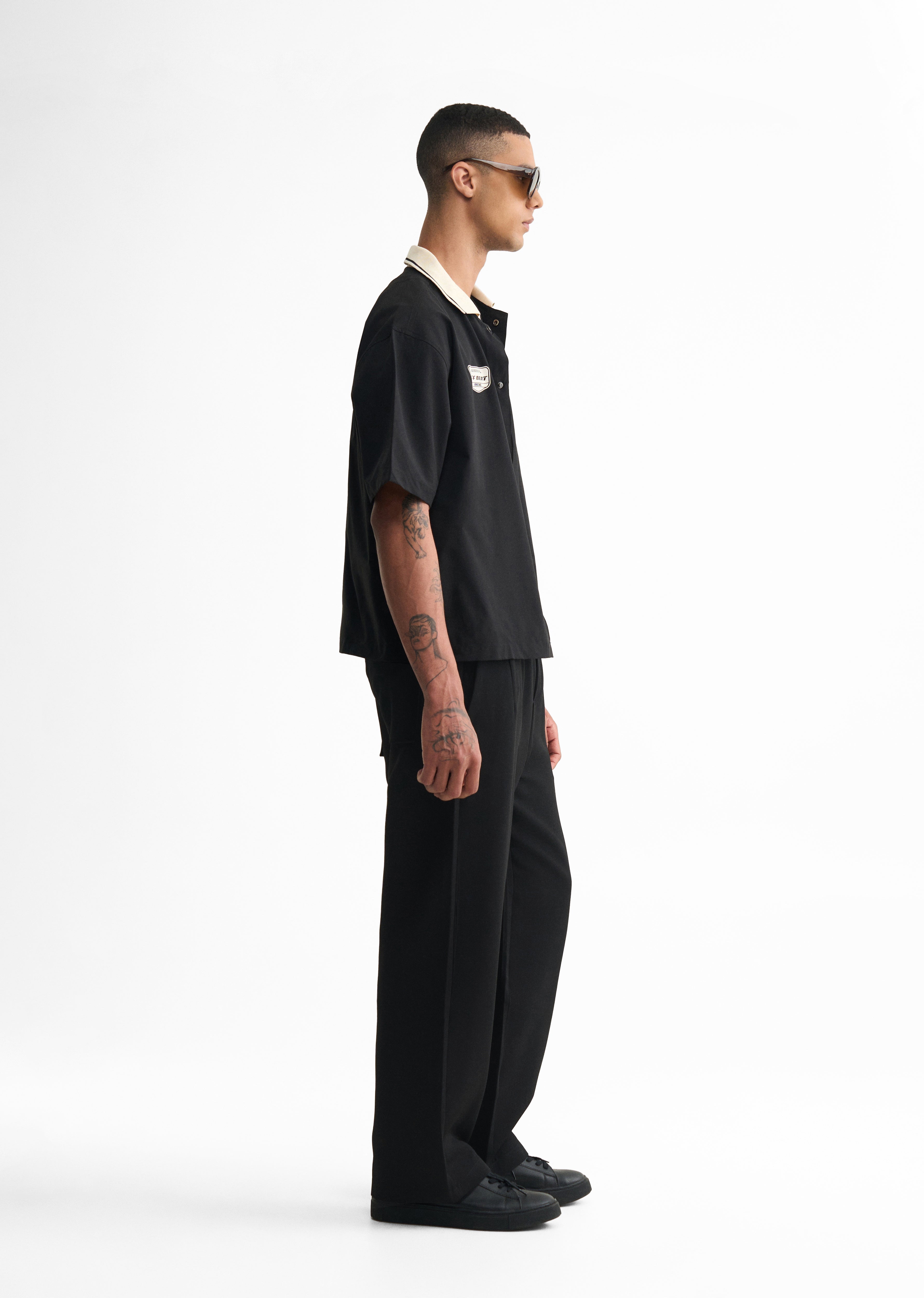 Black Relaxed Fit Drawstring Pant