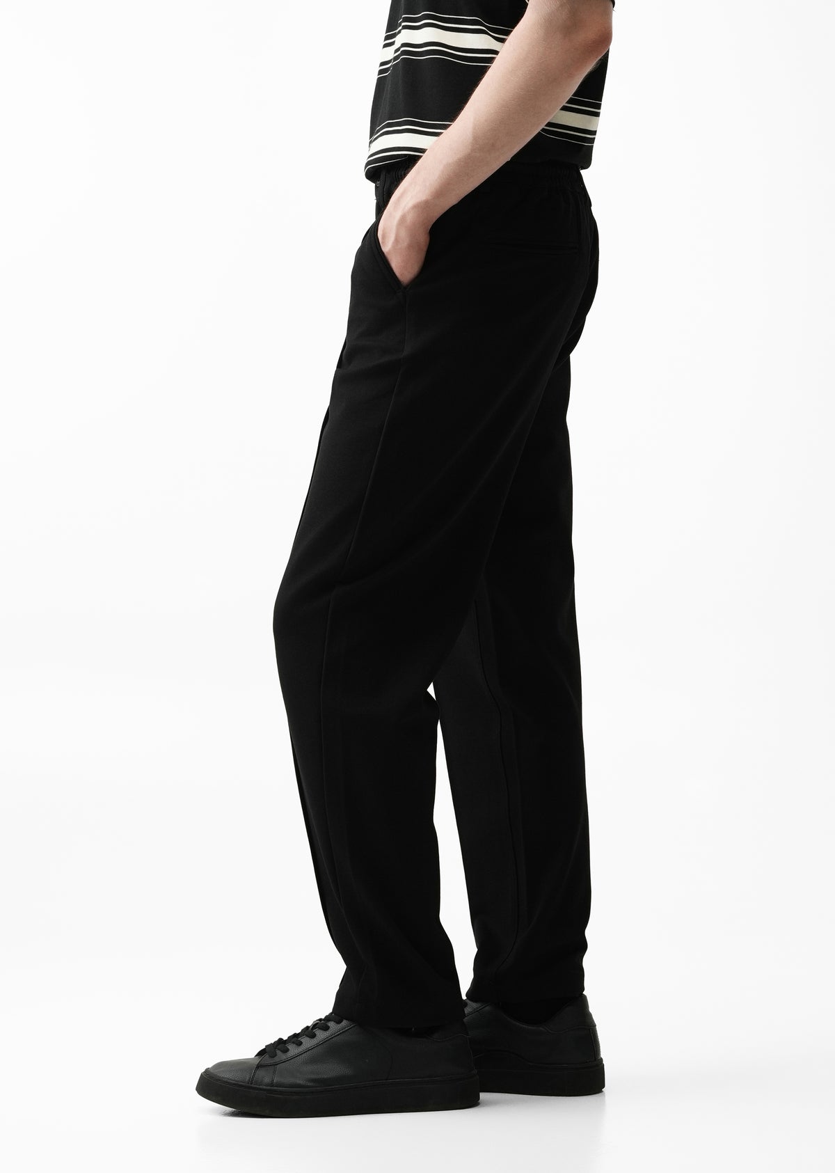 Black Relaxed Fit Drawstring Trouser