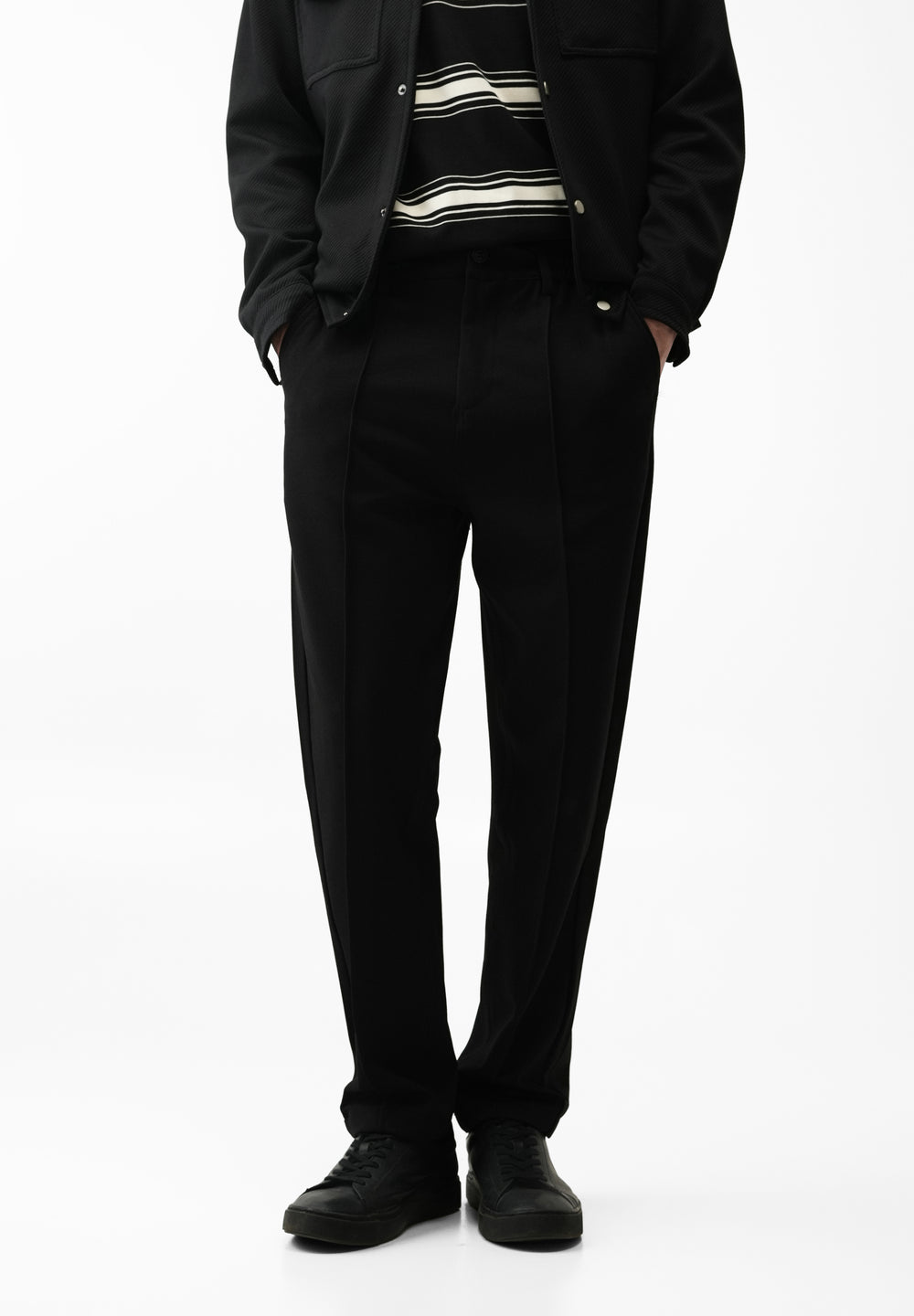 Black Relaxed Fit Drawstring Trouser