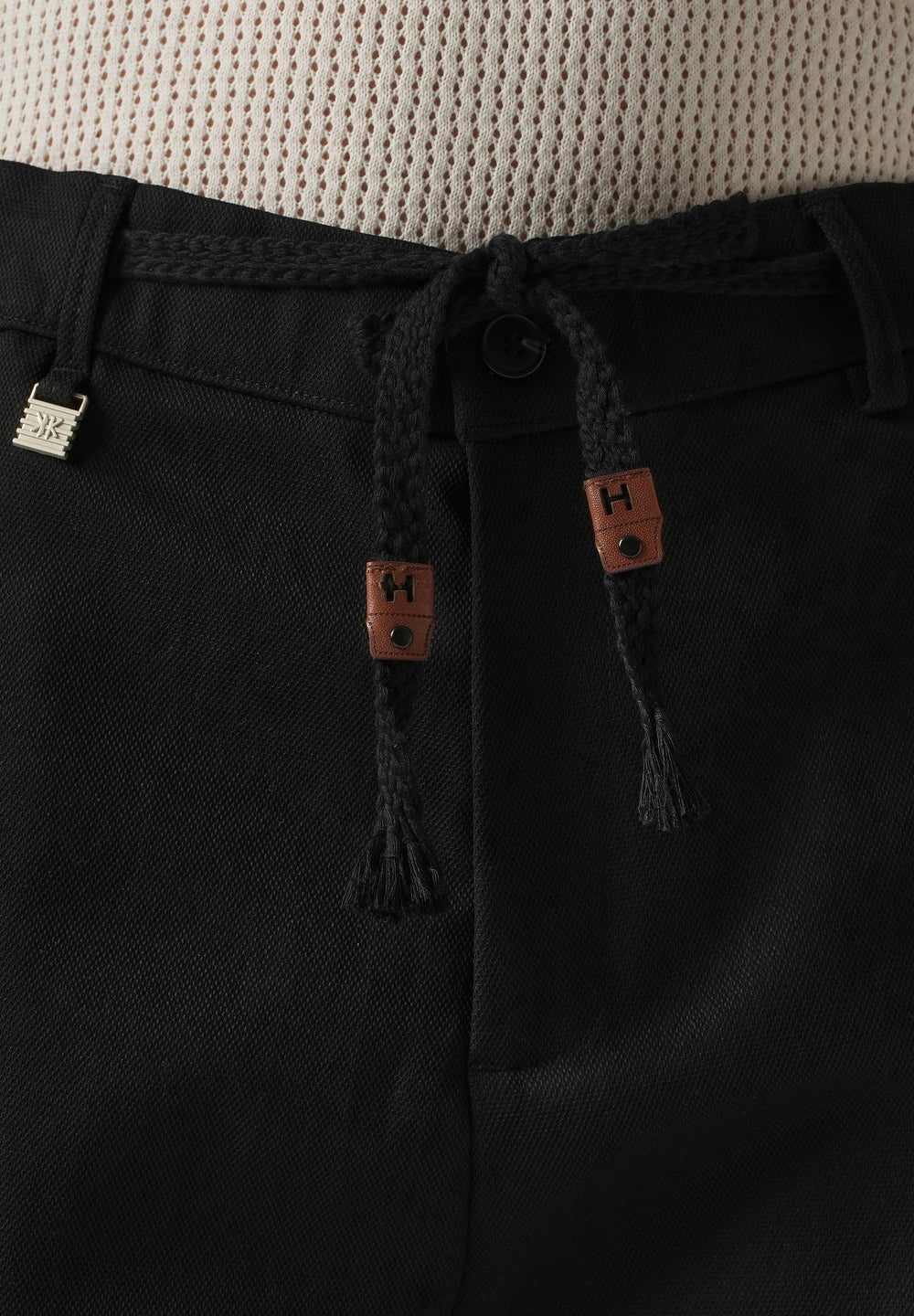 Black Relaxed Fit Tie Waist Pant