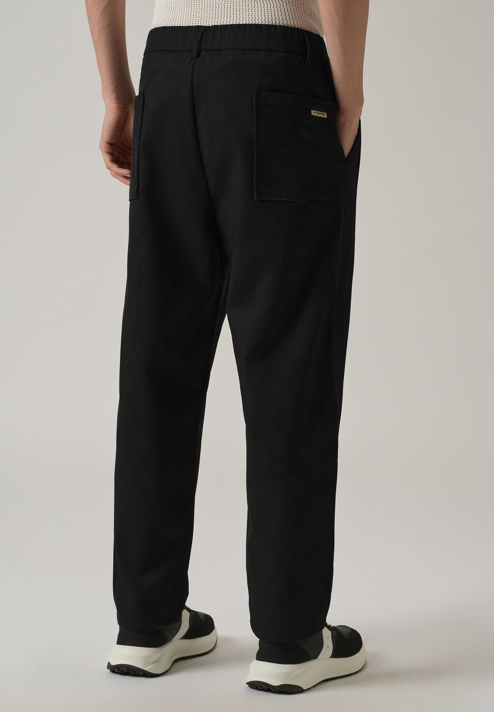 Black Relaxed Fit Tie Waist Pant