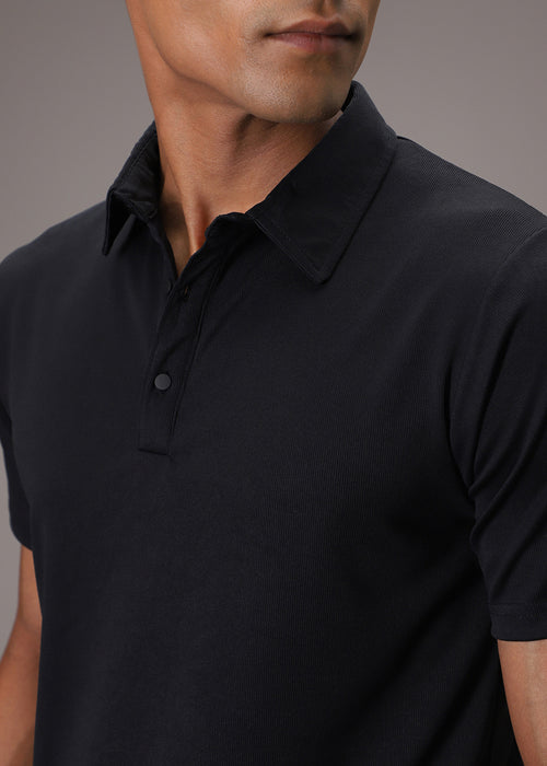 Black Ribbed Polo T-shirt