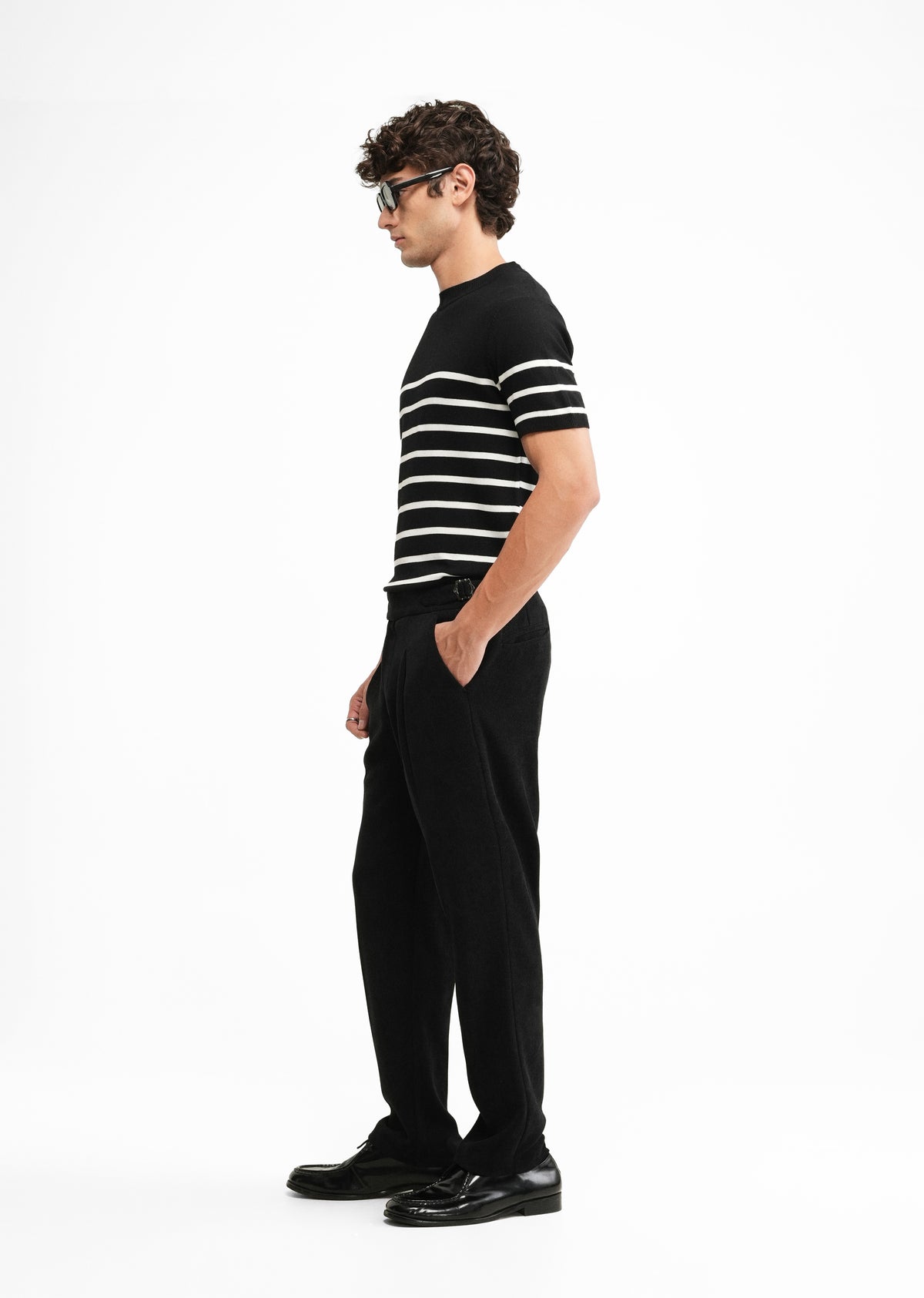 Black Ribbed Stretch Gurkha Pant