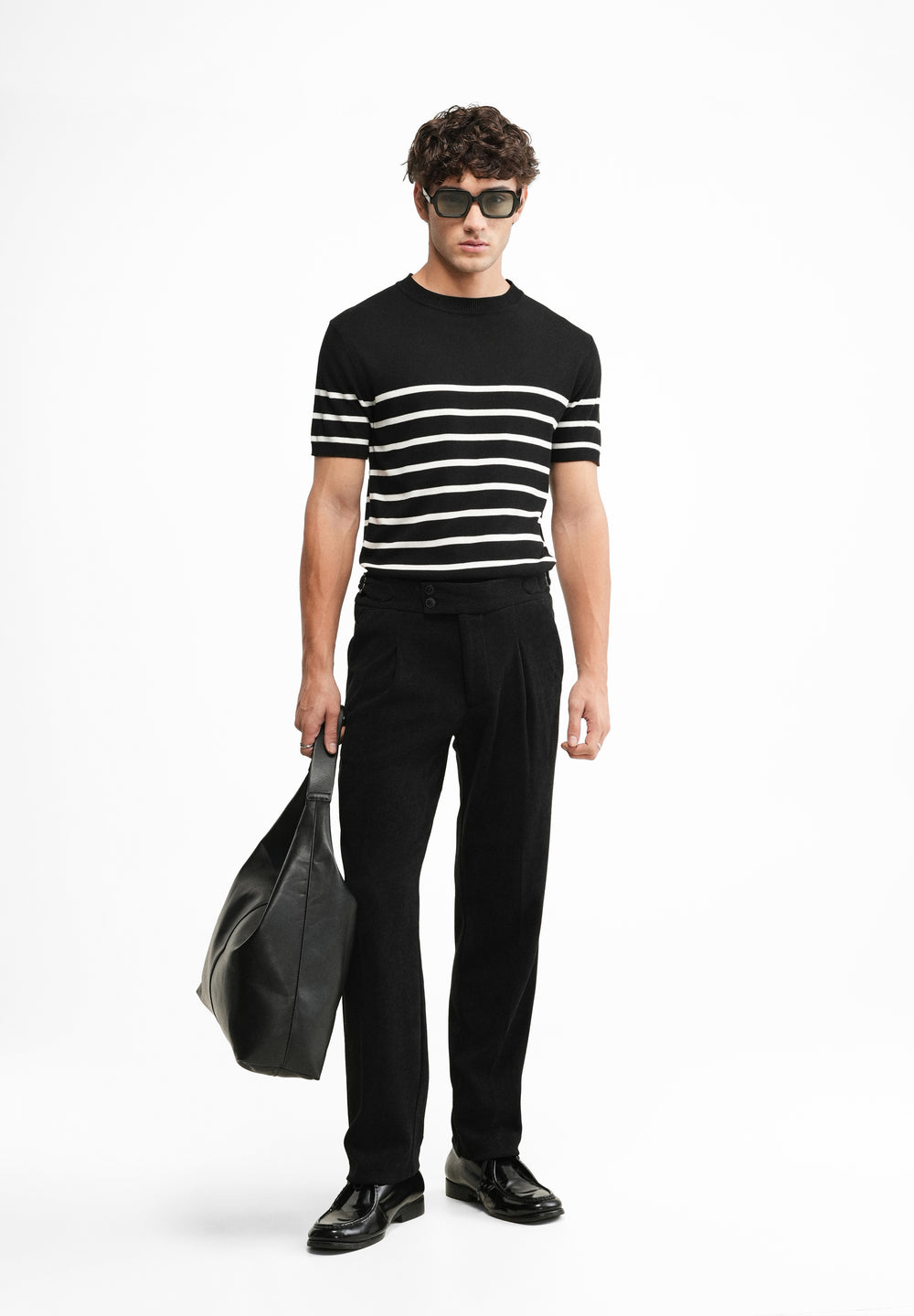Black Ribbed Stretch Gurkha Pant