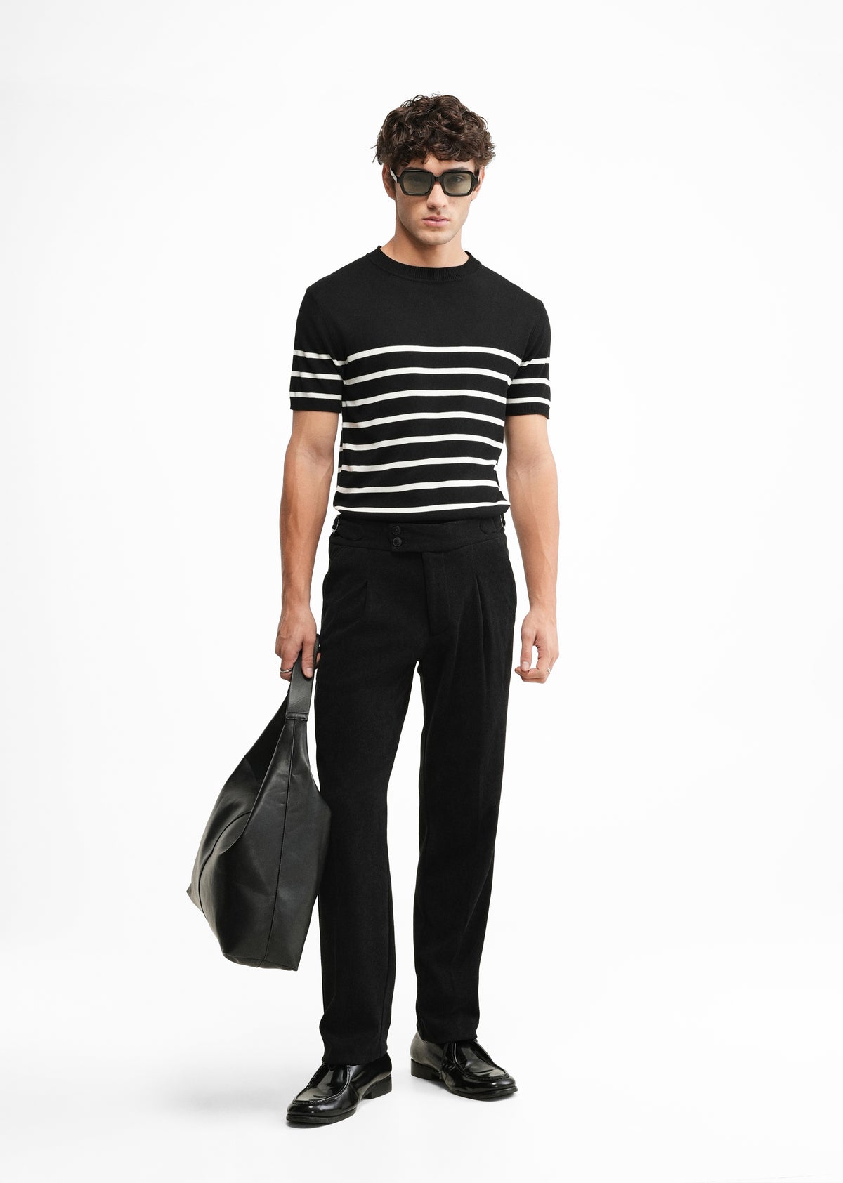 Black Ribbed Stretch Gurkha Pant