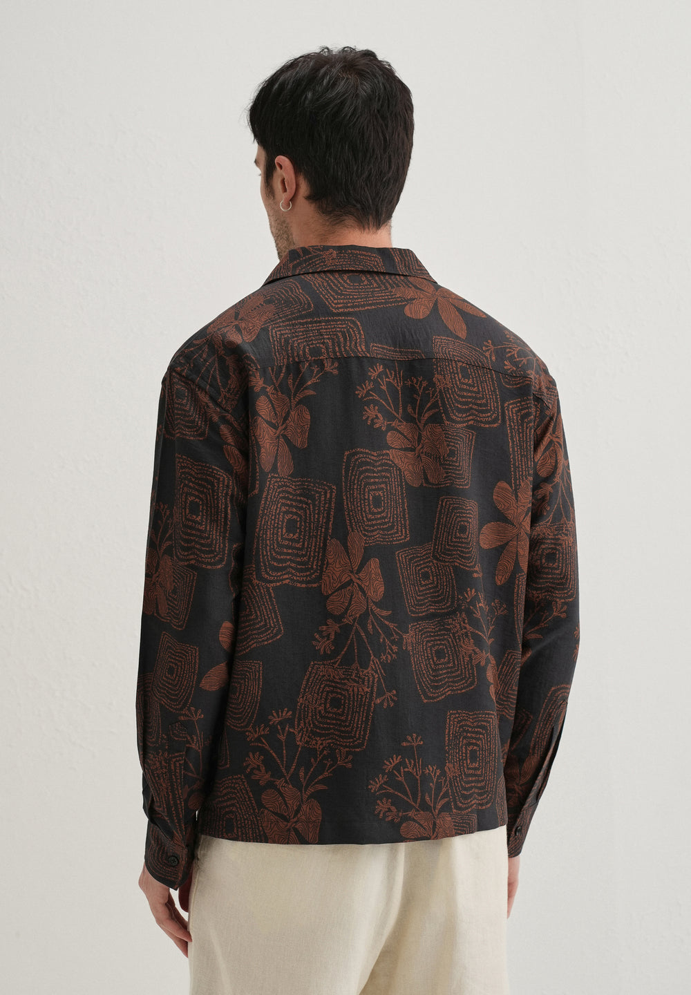 Black Rustic Square Motif Printed Shirt
