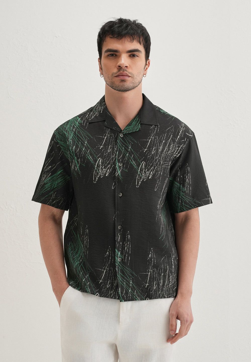 Black Scribble Printed Shirt
