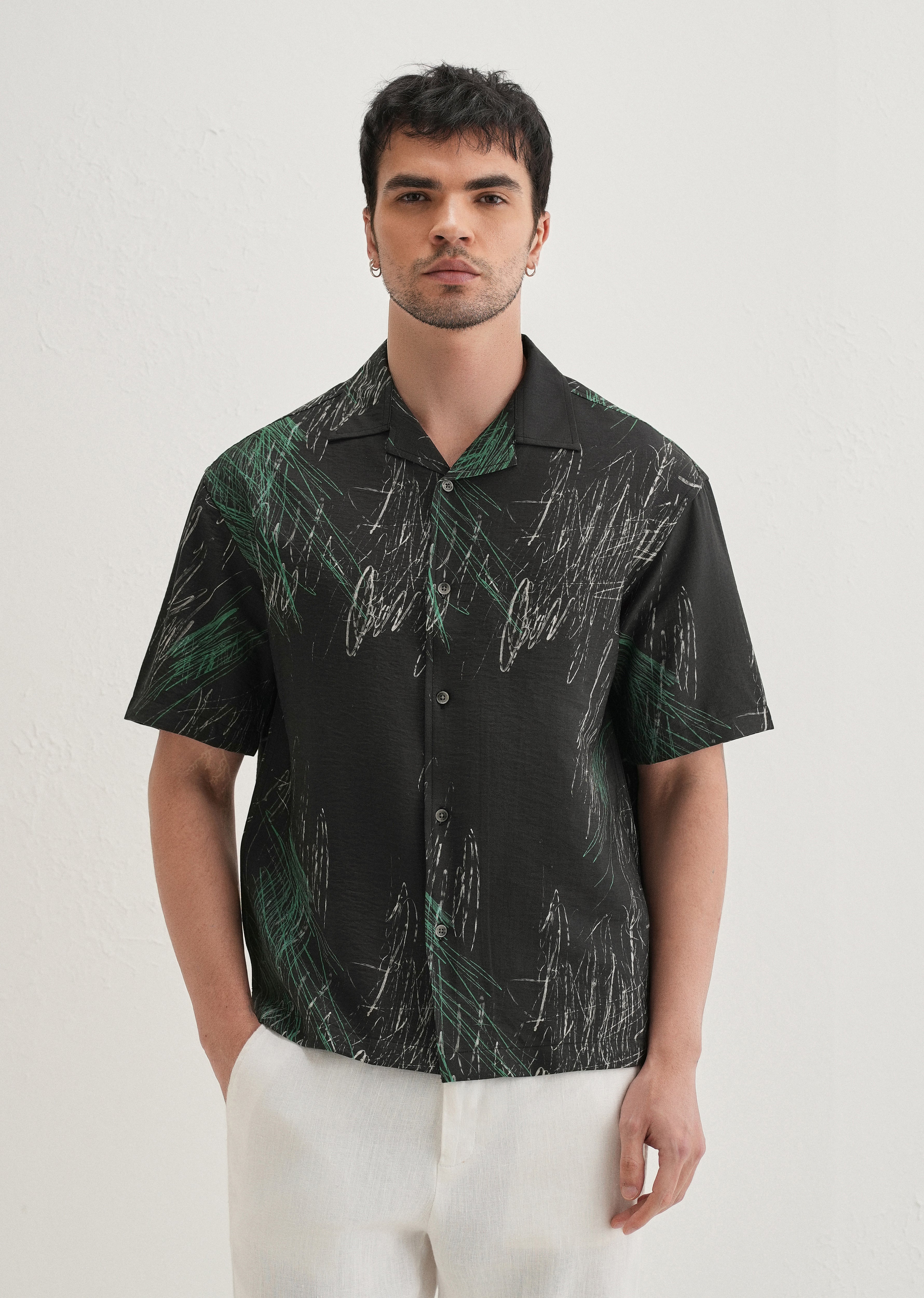 Black Scribble Printed Shirt