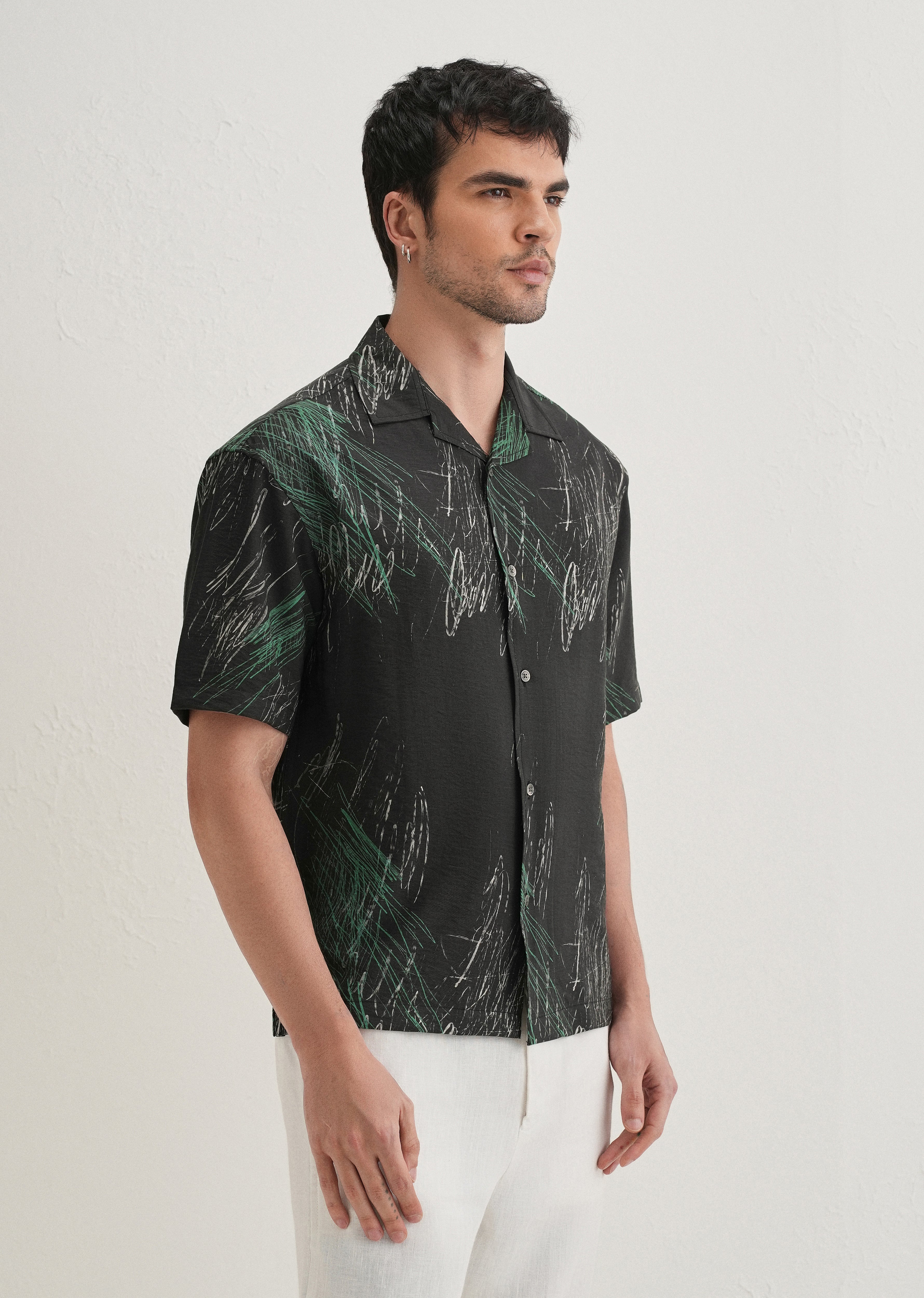 Black Scribble Printed Shirt