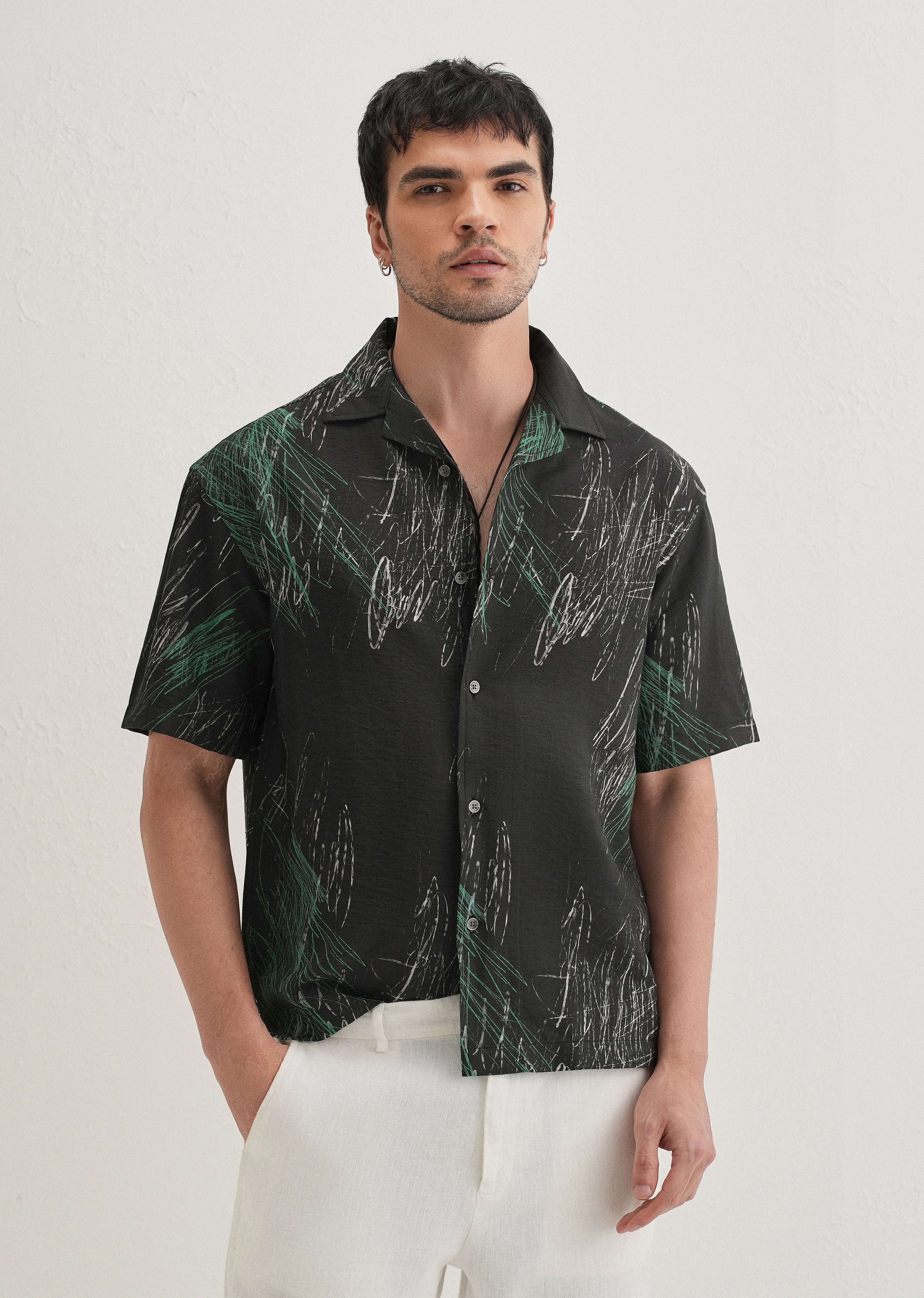 Black Scribble Printed Shirt