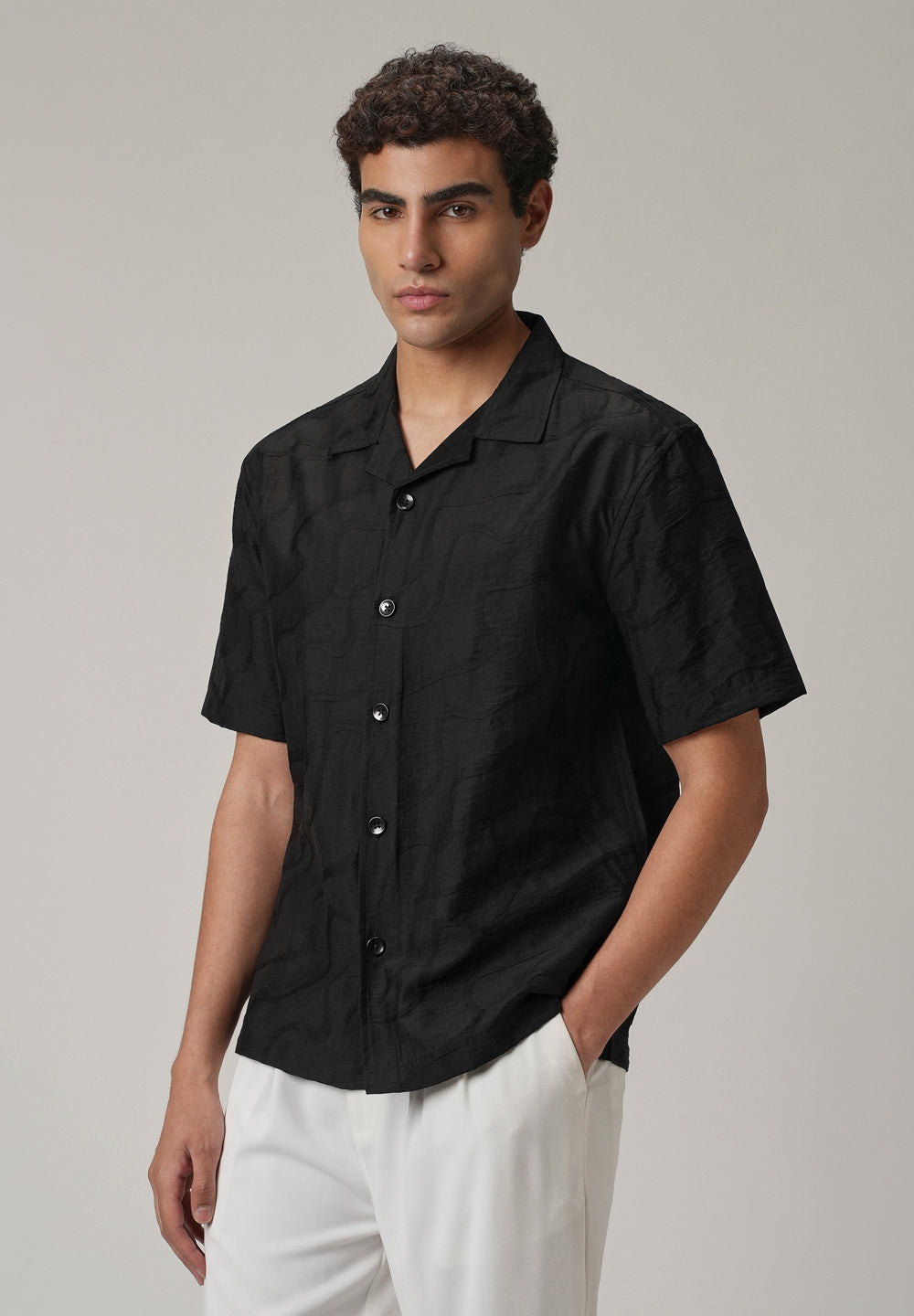 Black Self Pattern Shirt