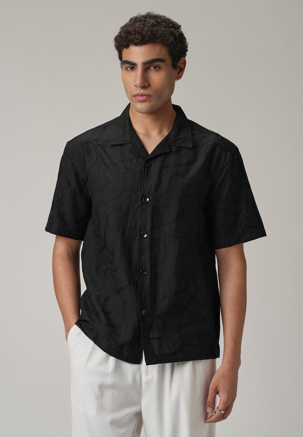 Black Self Pattern Shirt