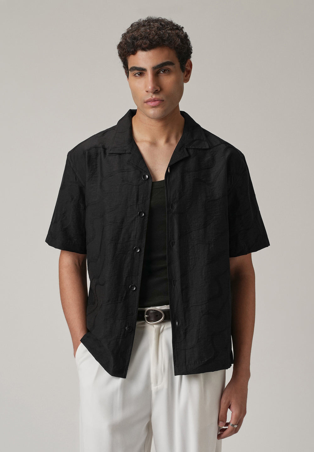 Black Self Pattern Shirt