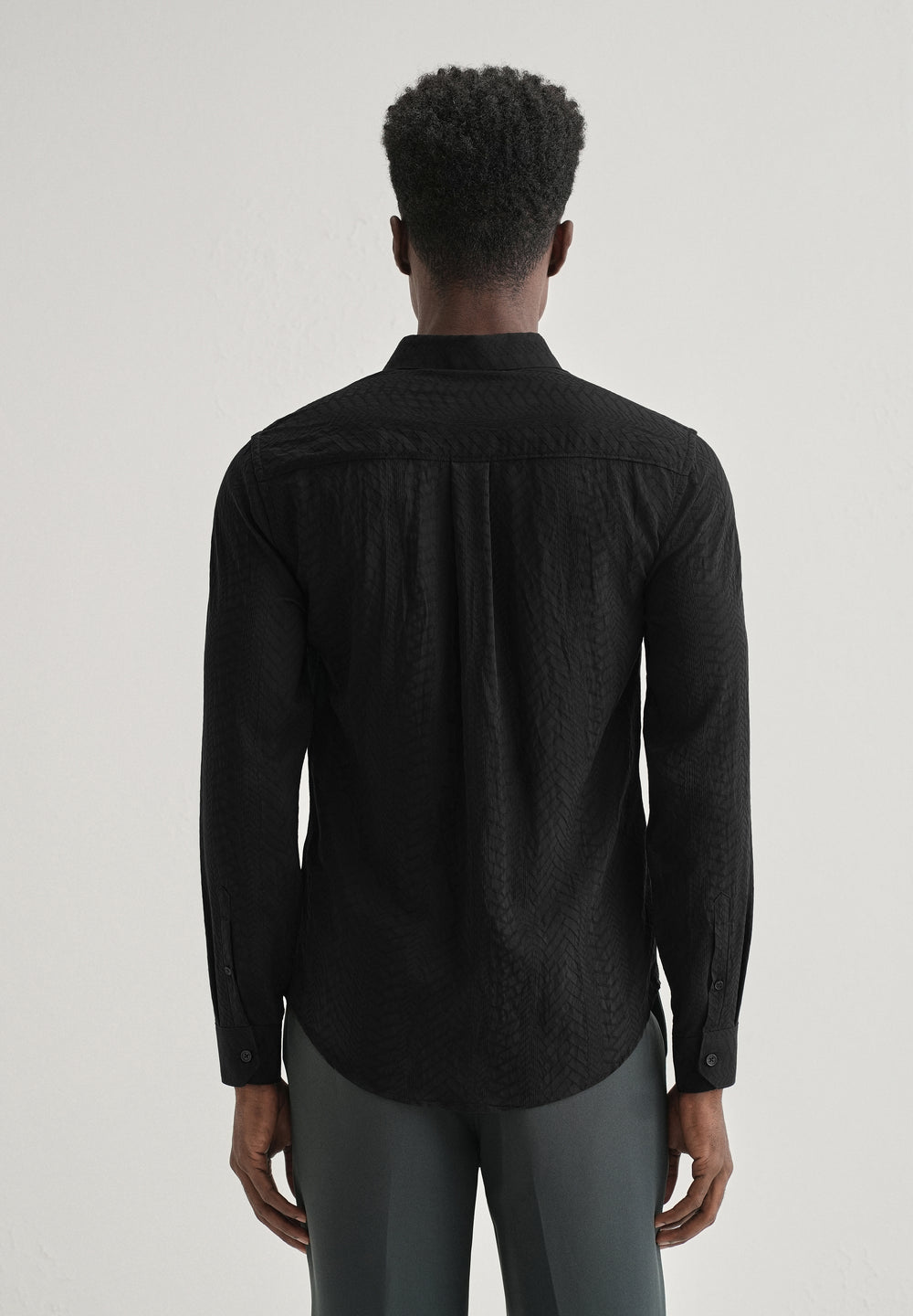 Midnight Black Self Patterned Shirt