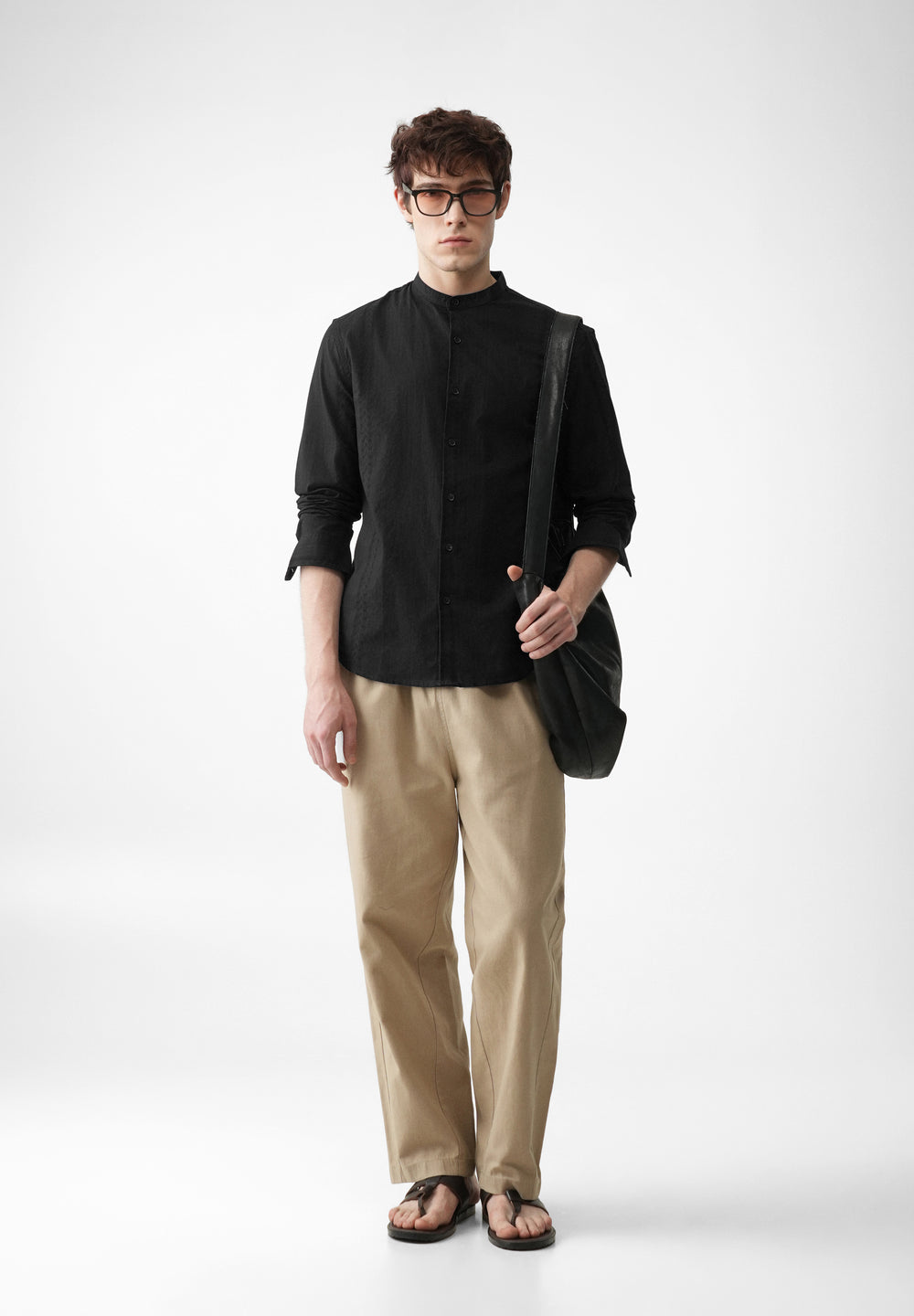 Black Self Stripe Cotton Shirt